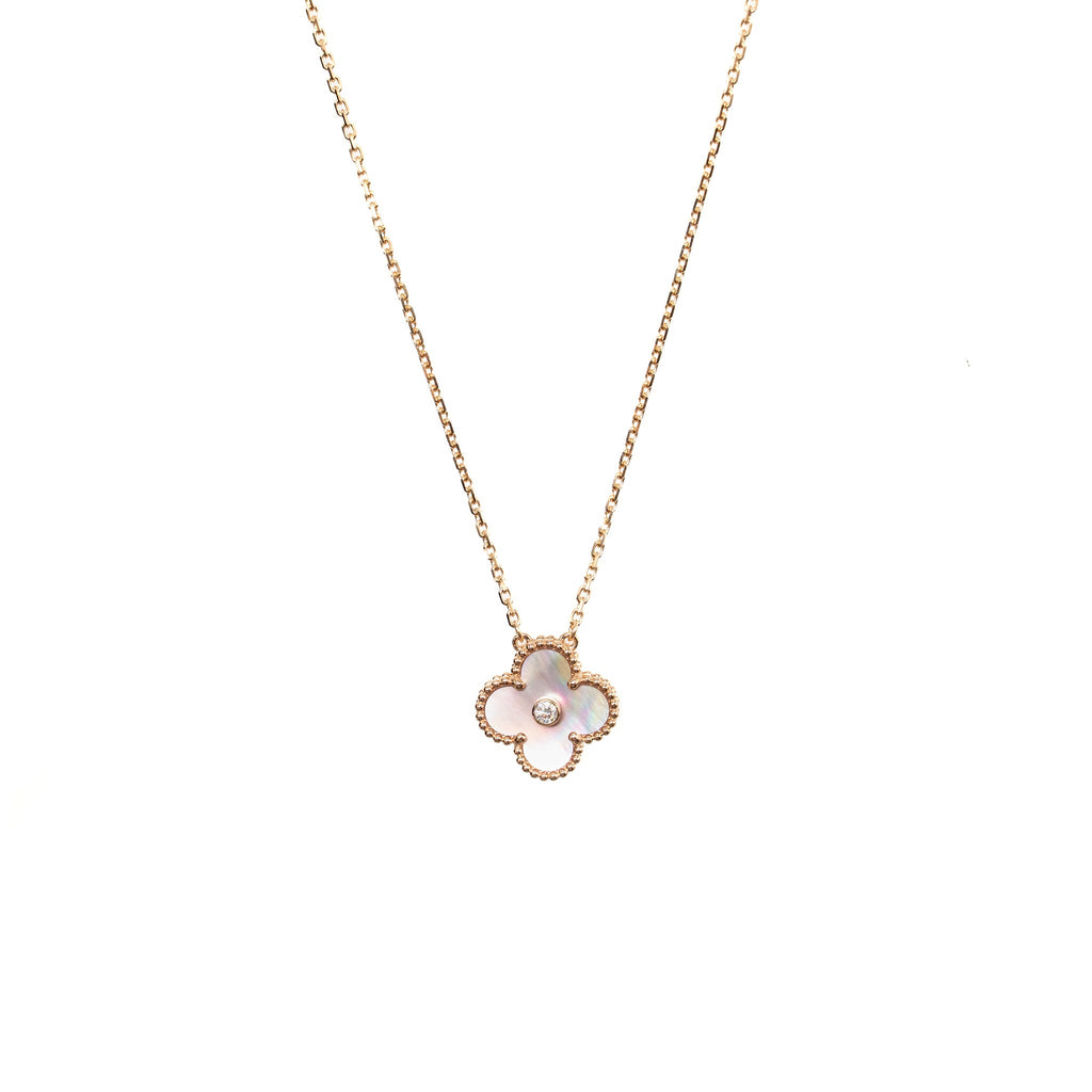 VAN CLEEF AND ARPELS AND ARPELS 2025 HOLIDAY PENDANT PINK MOTHER OF PEARL ROSE GOLD WITH DIAMOND