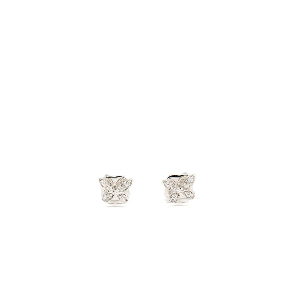 GRAFF PAVE BUTTERFLY DIAMOND PETITE STUD EARRINGS WHITE GOLD