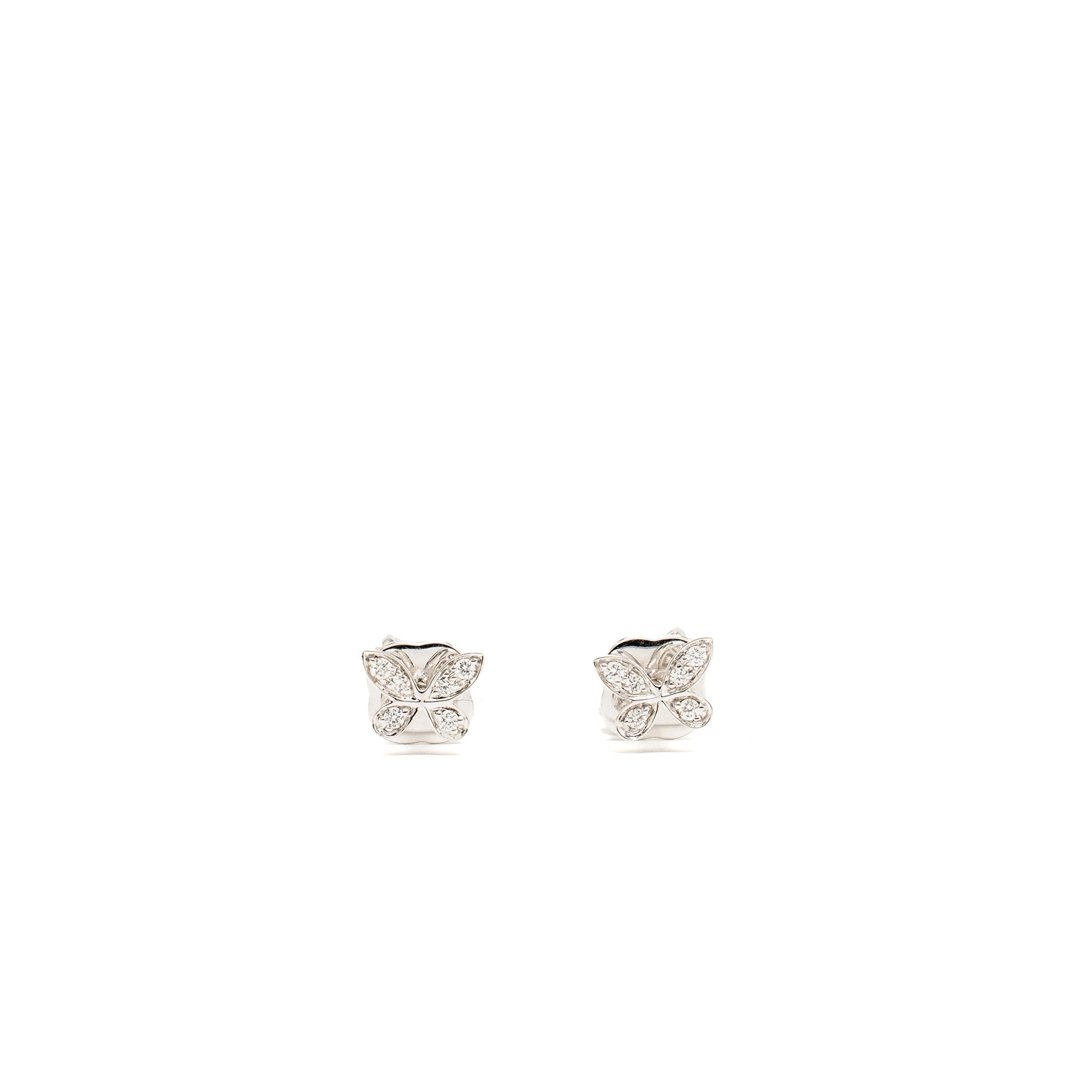 GRAFF PAVE BUTTERFLY DIAMOND PETITE STUD EARRINGS WHITE GOLD