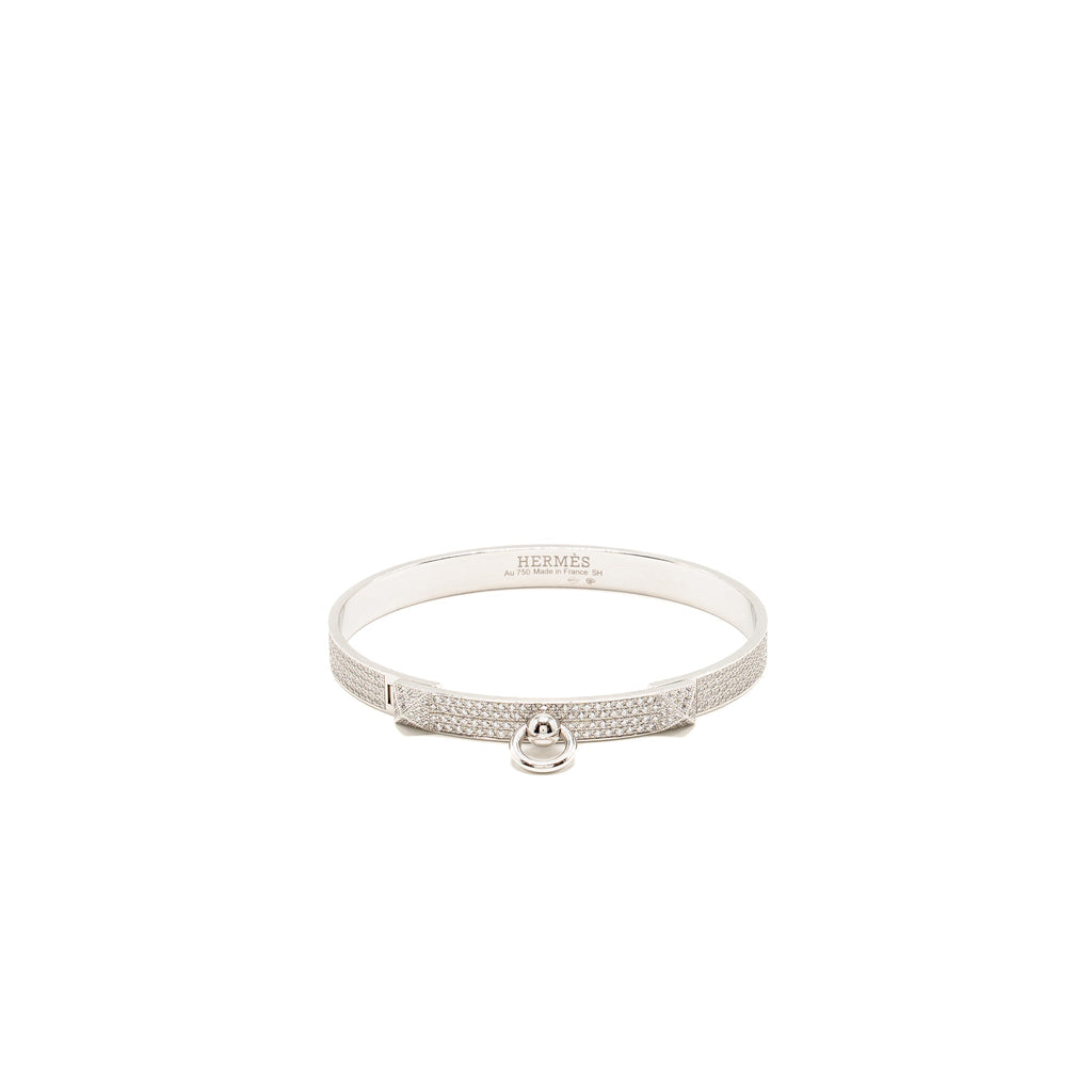 HERMES COLLIER DE CHIEN BRACELET WHITE GOLD WITH FULL DIAMONDS
