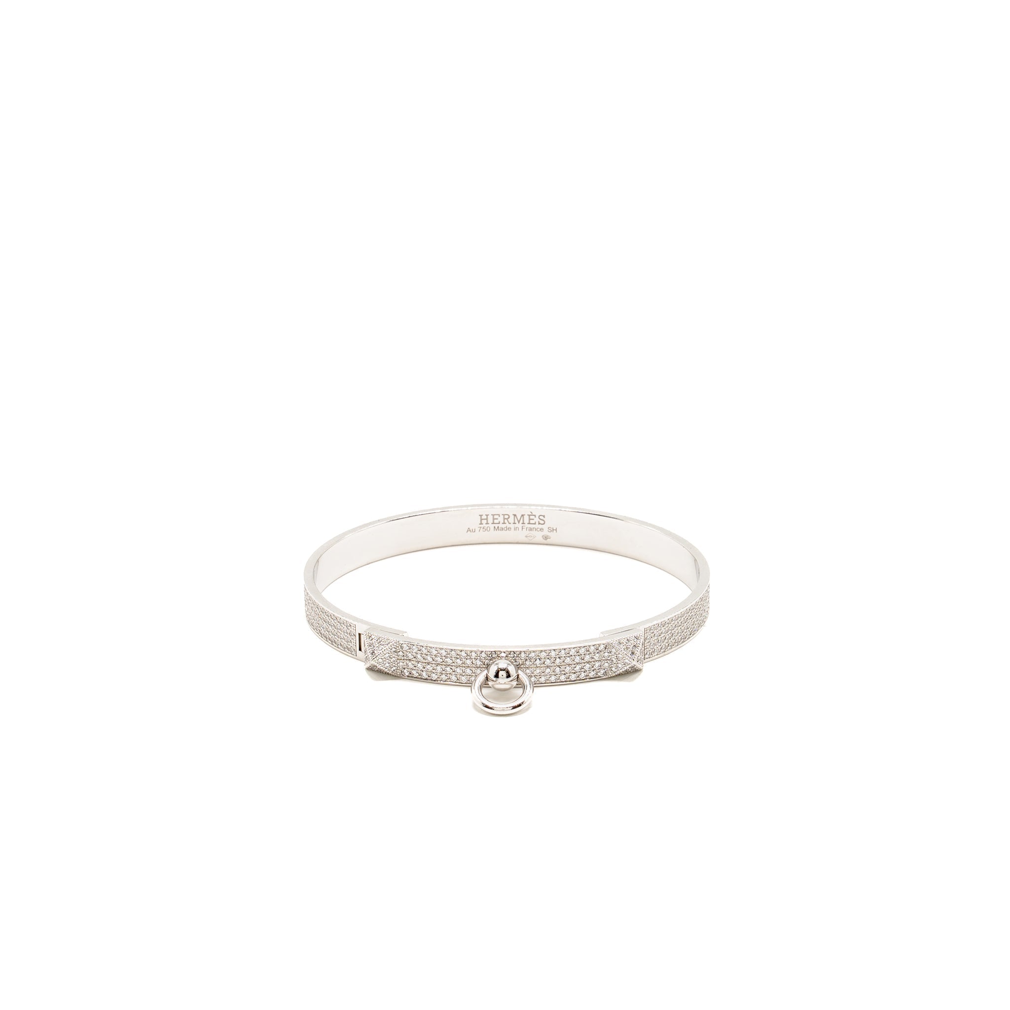 HERMES COLLIER DE CHIEN BRACELET WHITE GOLD WITH FULL DIAMONDS