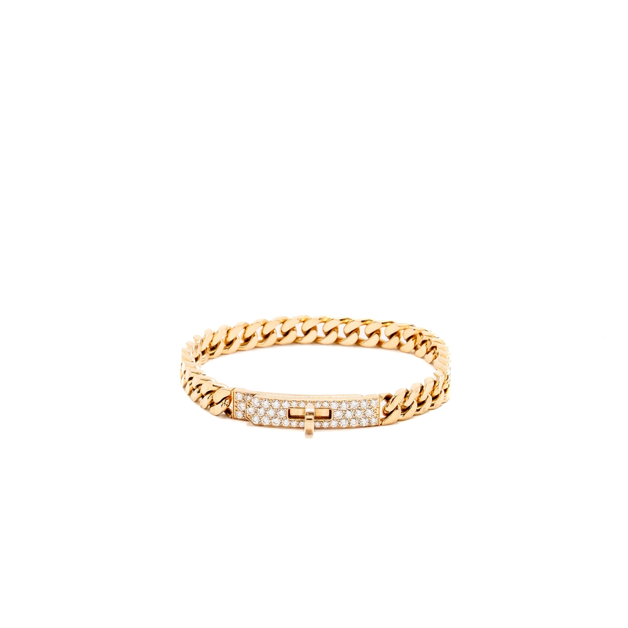 HERMES GOURMETTE BRACELET ROSE GOLD, DIAMONDS