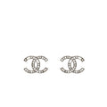 CHANEL CC EARRINGS CRYSTAL/PEARL SILVER TONE