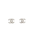 CHANEL CC LOGO EARRINGS SILVER TONE