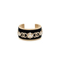 CHANEL CC CUFF BRACELET VELVET/CRYSTAL LIGHT GOLD TONE