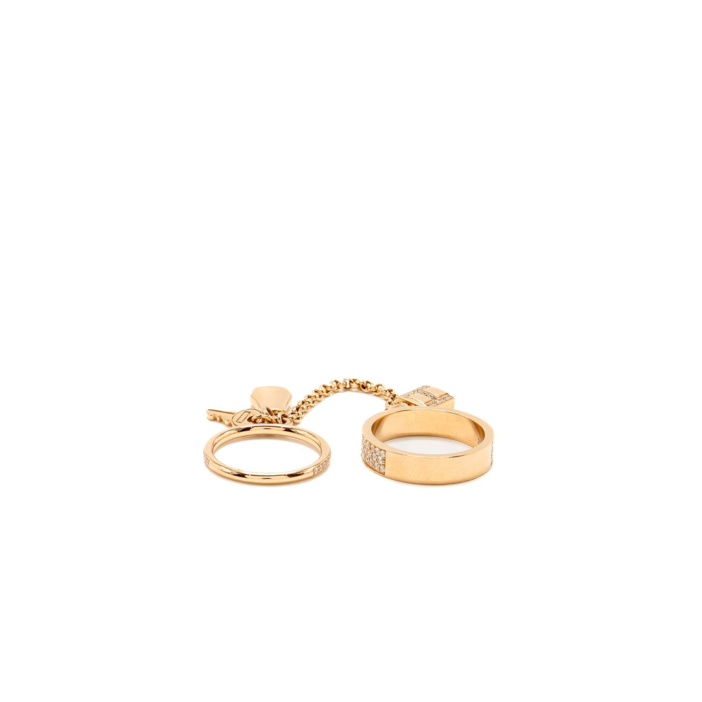 HERMES KELLY CADENAS DOUBLE RING ROSE GOLD DIAMONDS