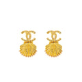 CHANEL CC SHELL EARRINGS CRYSTAL MULTICOLOUR GOLD TONE