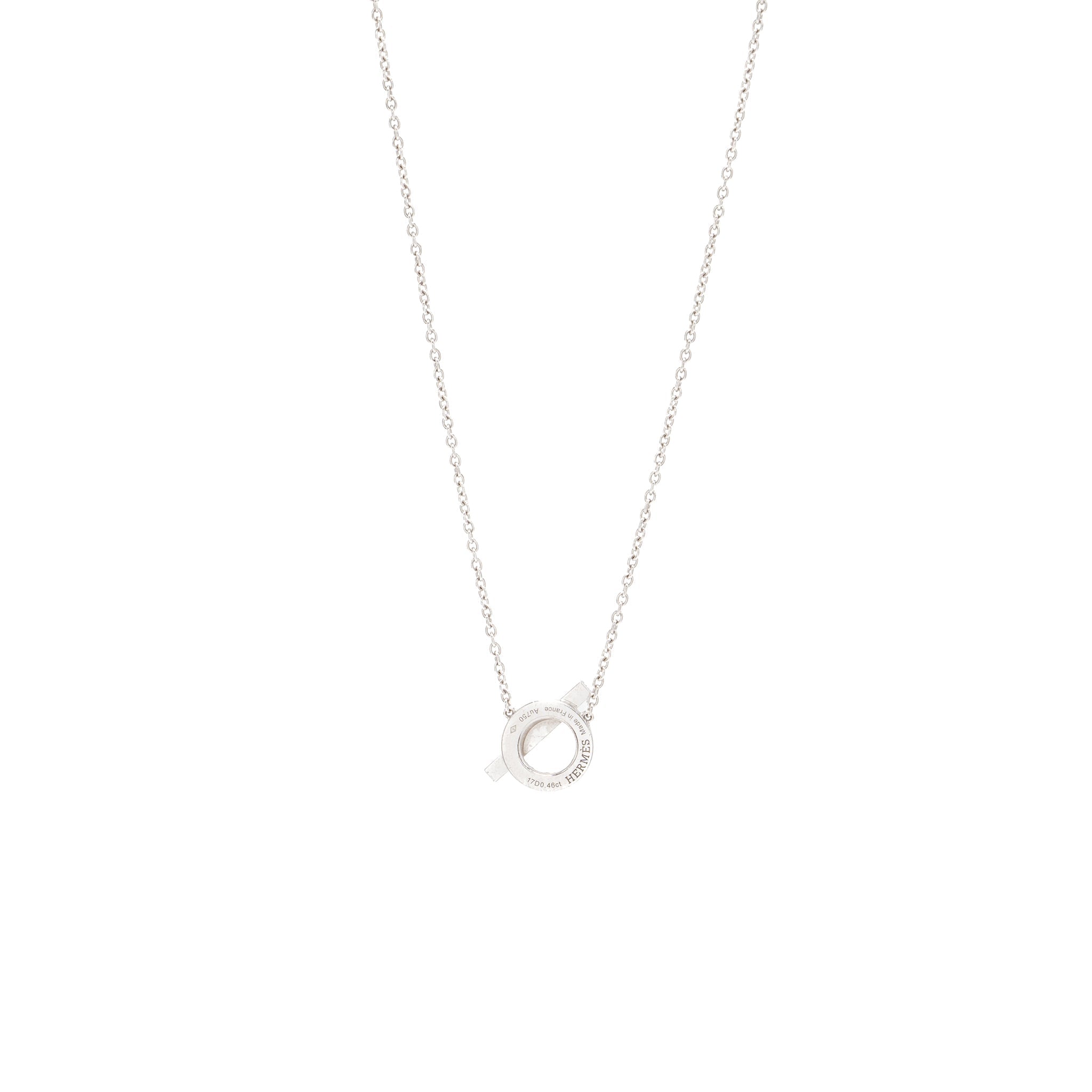 HERMES FINESSE PENDANT NECKLACE WHITE GOLD DIAMONDS