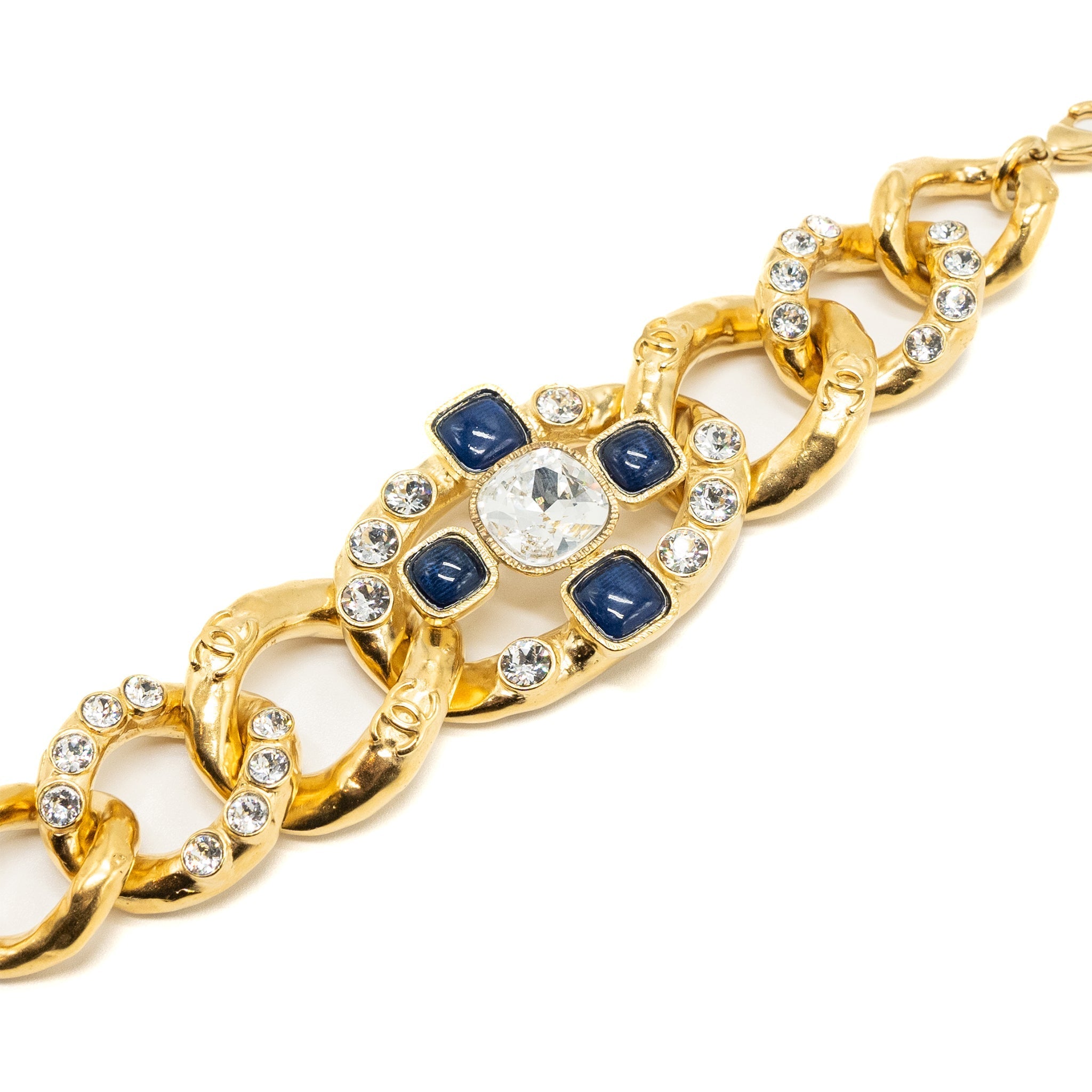 CHANEL TWIST WITH DETAILED CRYSTAL GIANT BRACELET GOLD TONE