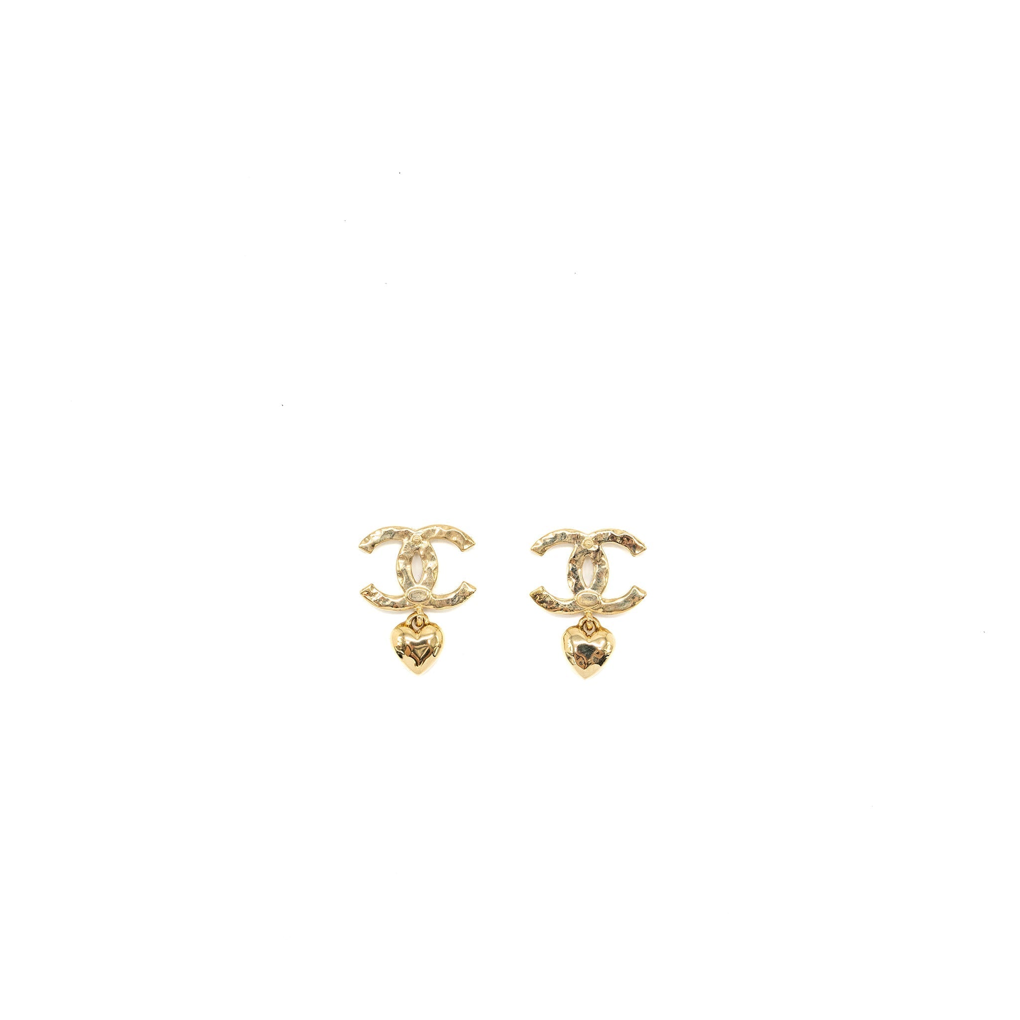 CHANEL CC LOGO DROPPED EARRINGS WITH CRYSTAL GOLD TONE