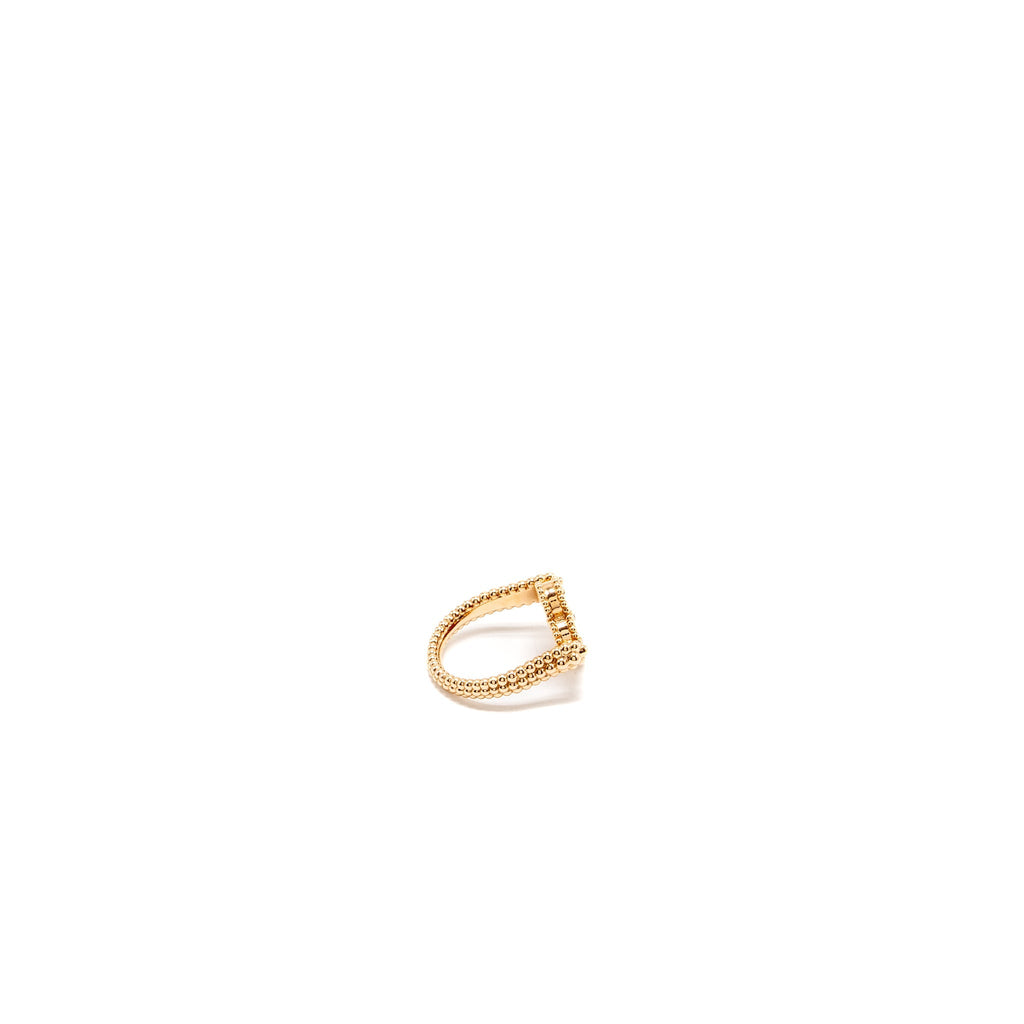 VAN CLEEF VINTAGE ALHAMBRA REVERSIBLE RING 18K ROSE GOLD / CARNELIAN / DIAMOND