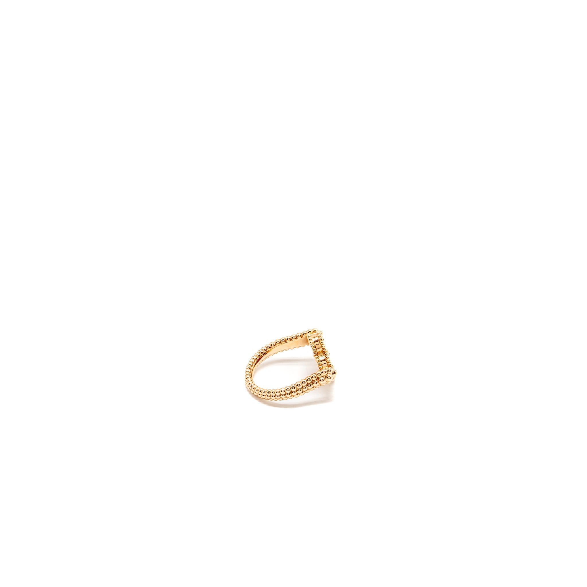 VAN CLEEF VINTAGE ALHAMBRA REVERSIBLE RING 18K ROSE GOLD / CARNELIAN / DIAMOND