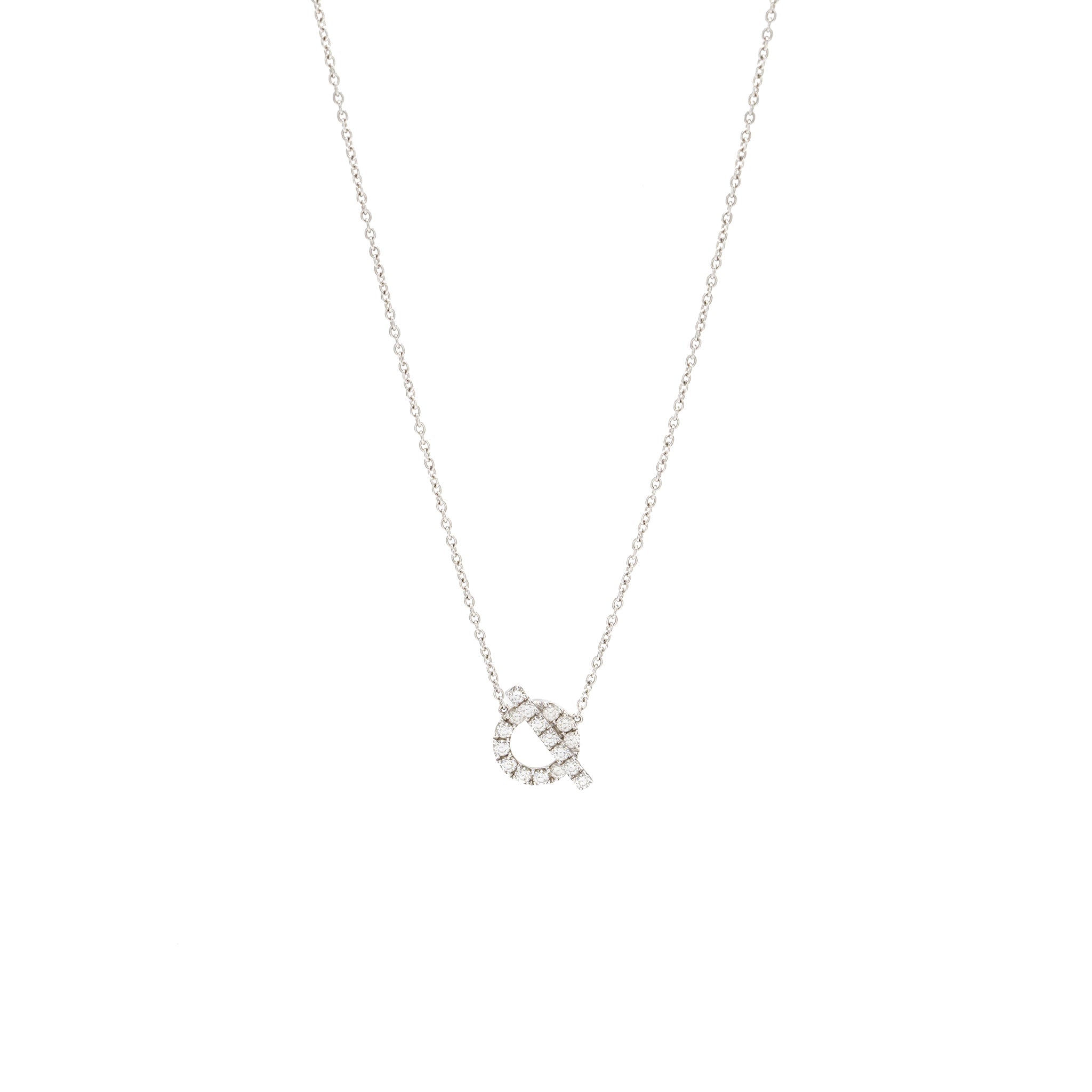 HERMES FINESSE PENDANT NECKLACE WHITE GOLD DIAMONDS