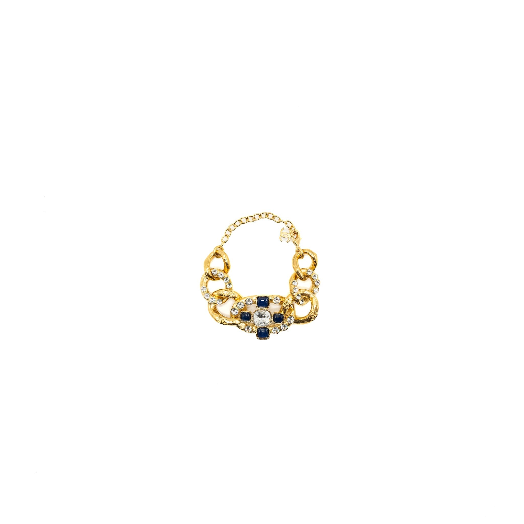 CHANEL TWIST WITH DETAILED CRYSTAL GIANT BRACELET GOLD TONE