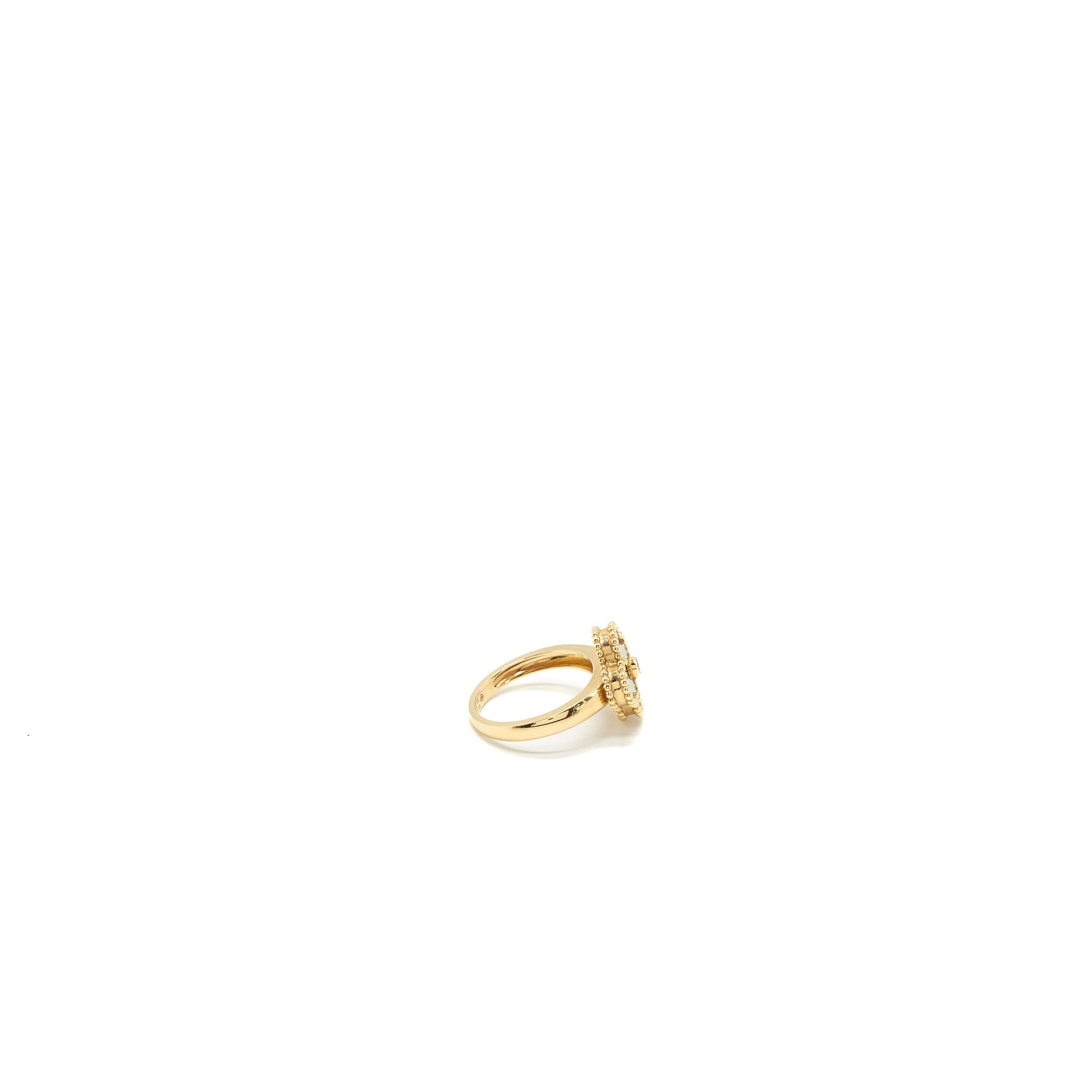 VAN CLEEF & ARPELS VINTAGE ALHAMBRA RING ONYX,18K YELLOW GOLD, DIAMOND