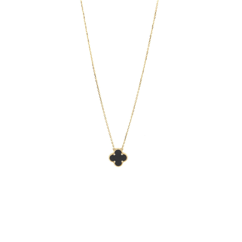 VAN CLEEF AND ARPELS VINTAGE ALHAMBRA PENDANT ONYX / YELLOW GOLD