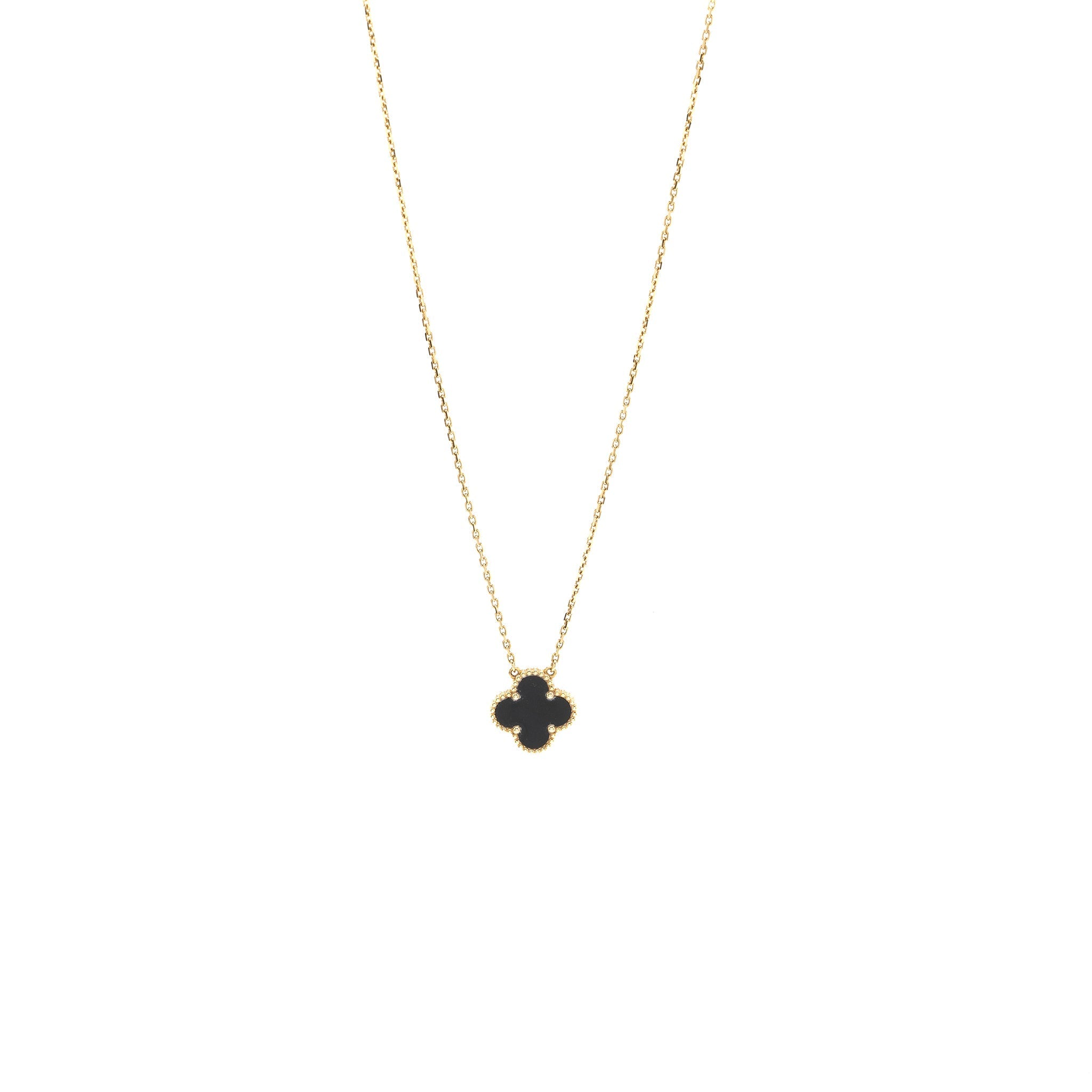 VAN CLEEF AND ARPELS VINTAGE ALHAMBRA PENDANT ONYX / YELLOW GOLD