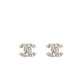 CHANEL CC LOGO STAR CRYSTAL/PEARL EARRINGS SILVER TONE