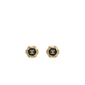 CHANEL CC LOGO WITH ROUND FLOWER EARRINGS BLACK/GOLD TONE