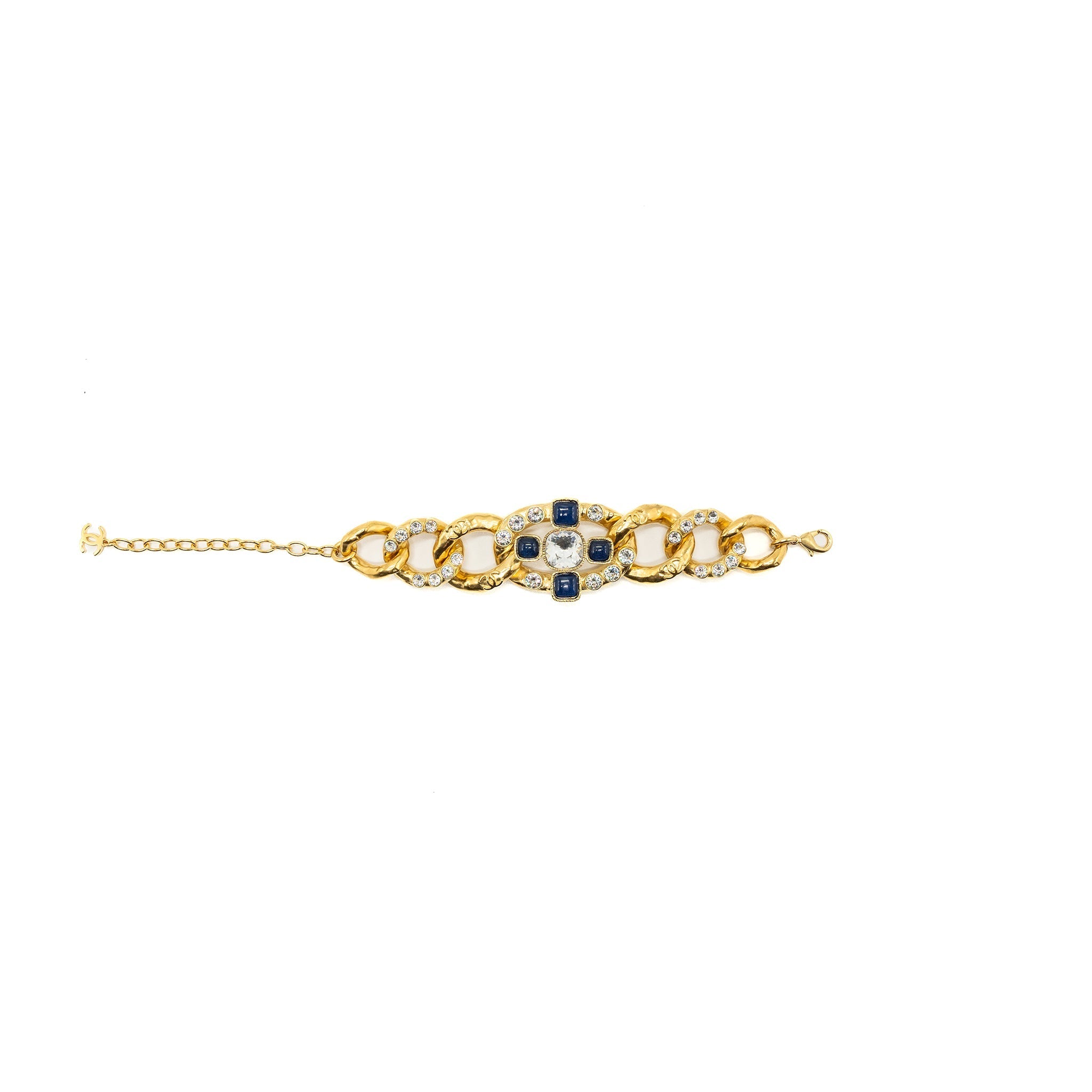 CHANEL TWIST WITH DETAILED CRYSTAL GIANT BRACELET GOLD TONE