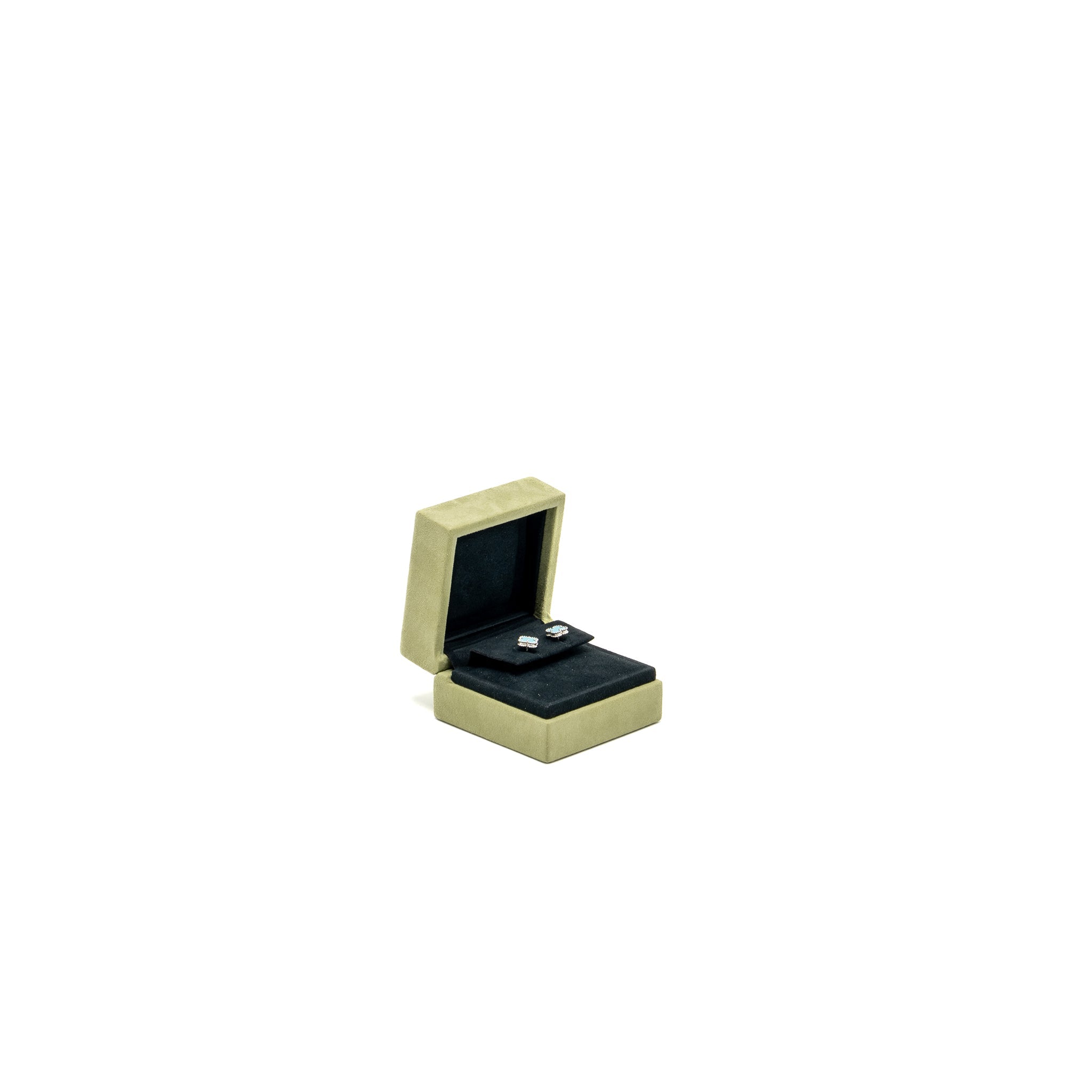 VAN CLEEF & ARPELS SWEET ALHAMBRA EARSTUDS EARRINGS, WHITE GOLD / TURQUOISE