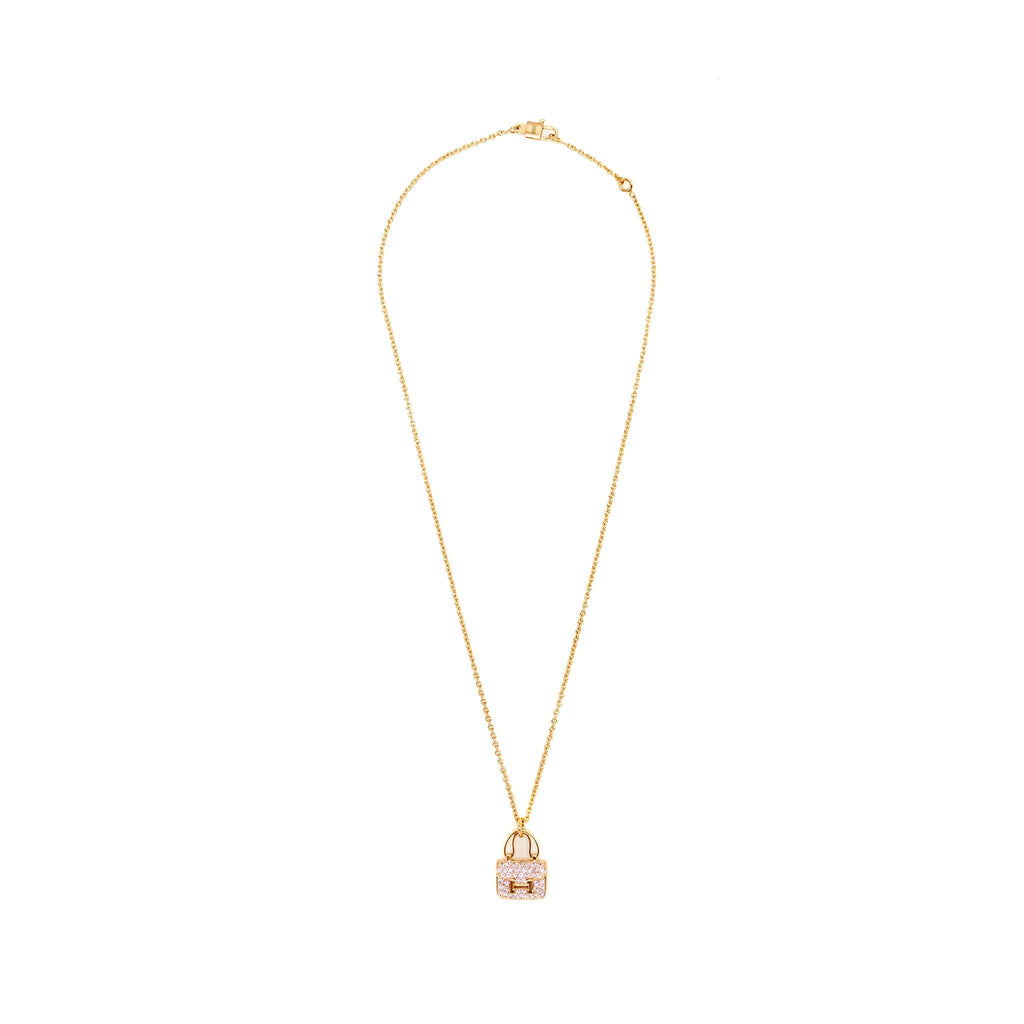 HERMES AMULETTES CONSTANCE PENDANT ROSE GOLD/ PINK SAPPHIRE GEMSTONES