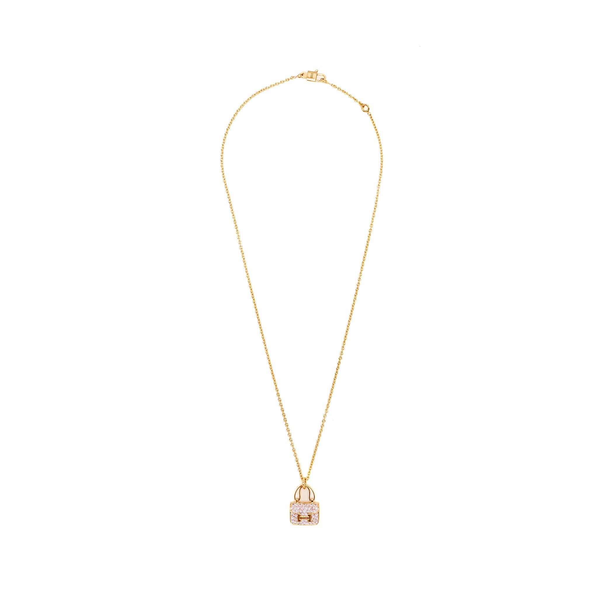 HERMES AMULETTES CONSTANCE PENDANT ROSE GOLD/ PINK SAPPHIRE GEMSTONES