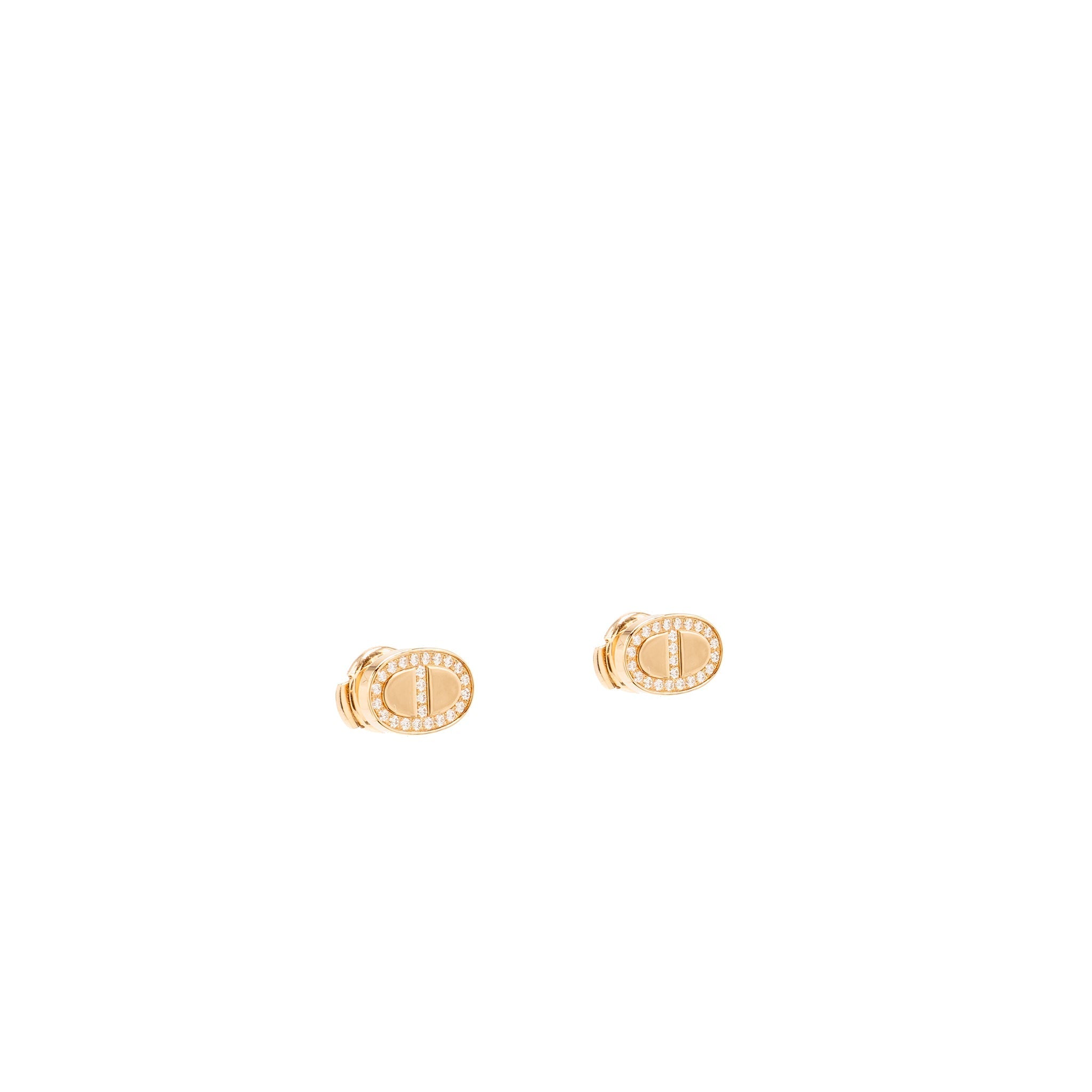 HERMES CHAINE D’ANCRE CONTOUR STUD EARRINGS ROSE GOLD, DIAMONDS