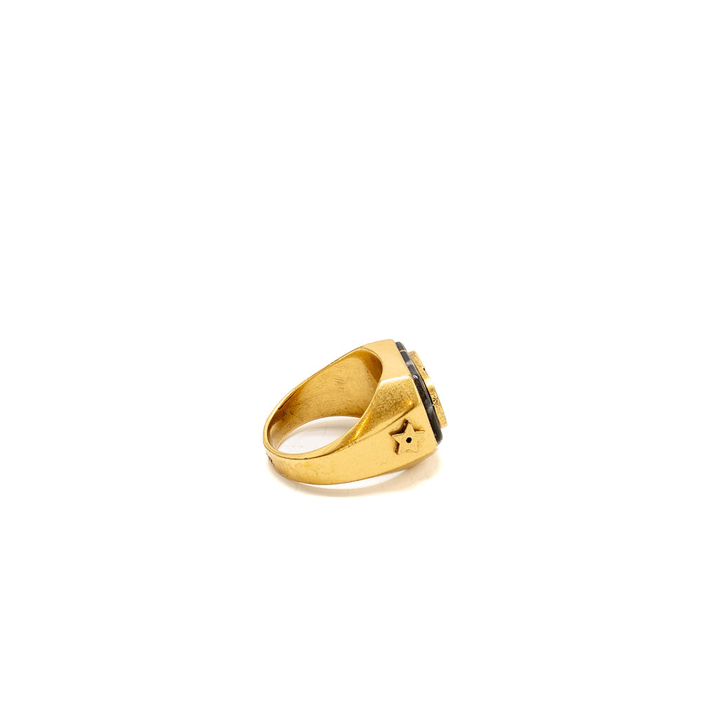 DIOR CD AND STAR RING GOLD TONE