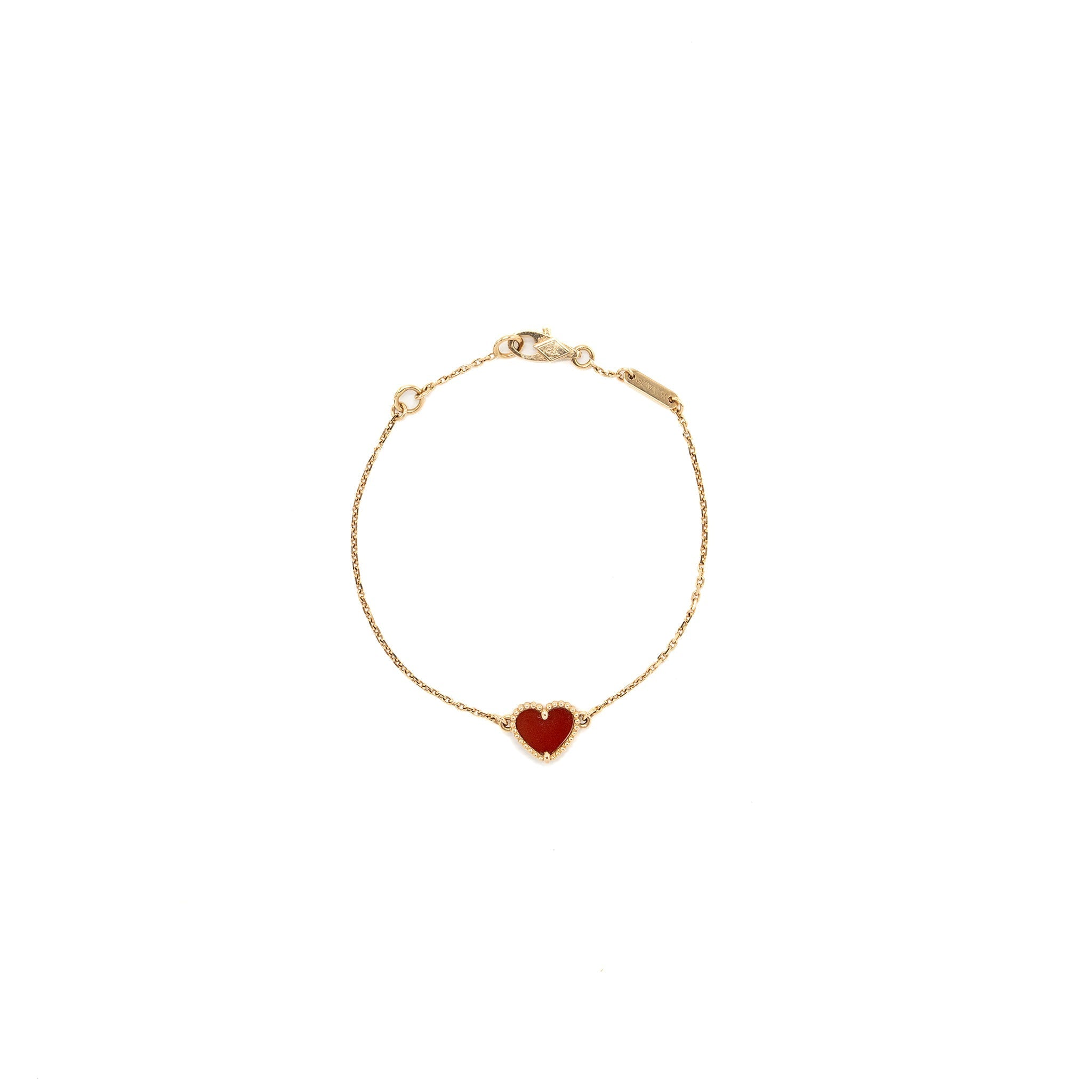 VAN CLEEF & ARPELS SWEET ALHAMBRA HEART BRACELET CARNELIAN ROSE GOLD