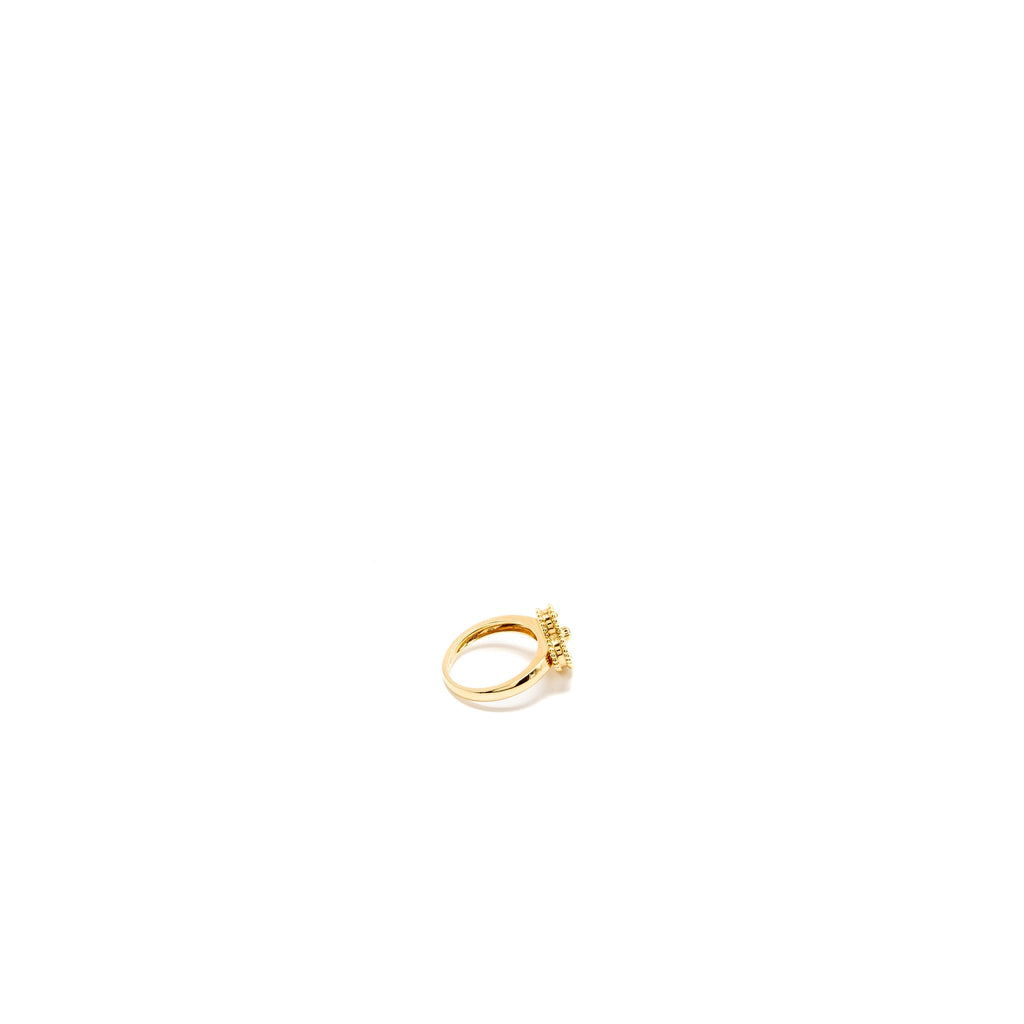 VAN CLEEF & ARPELS VINTAGE ALHAMBRA RING, 18K YELLOW GOLD/WHITE MOTHER OF PEARL/DIAMOND