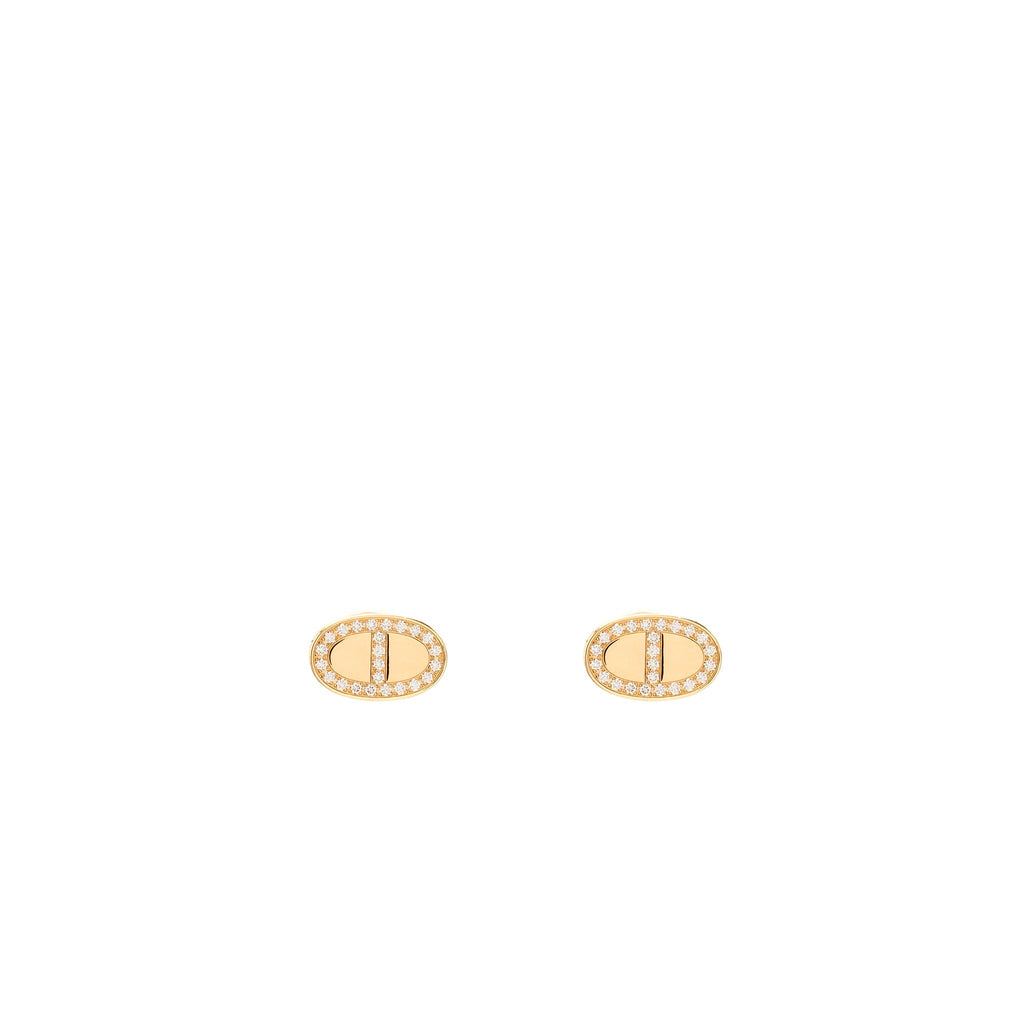 HERMES CHAINE D’ANCRE CONTOUR STUD EARRINGS ROSE GOLD, DIAMONDS