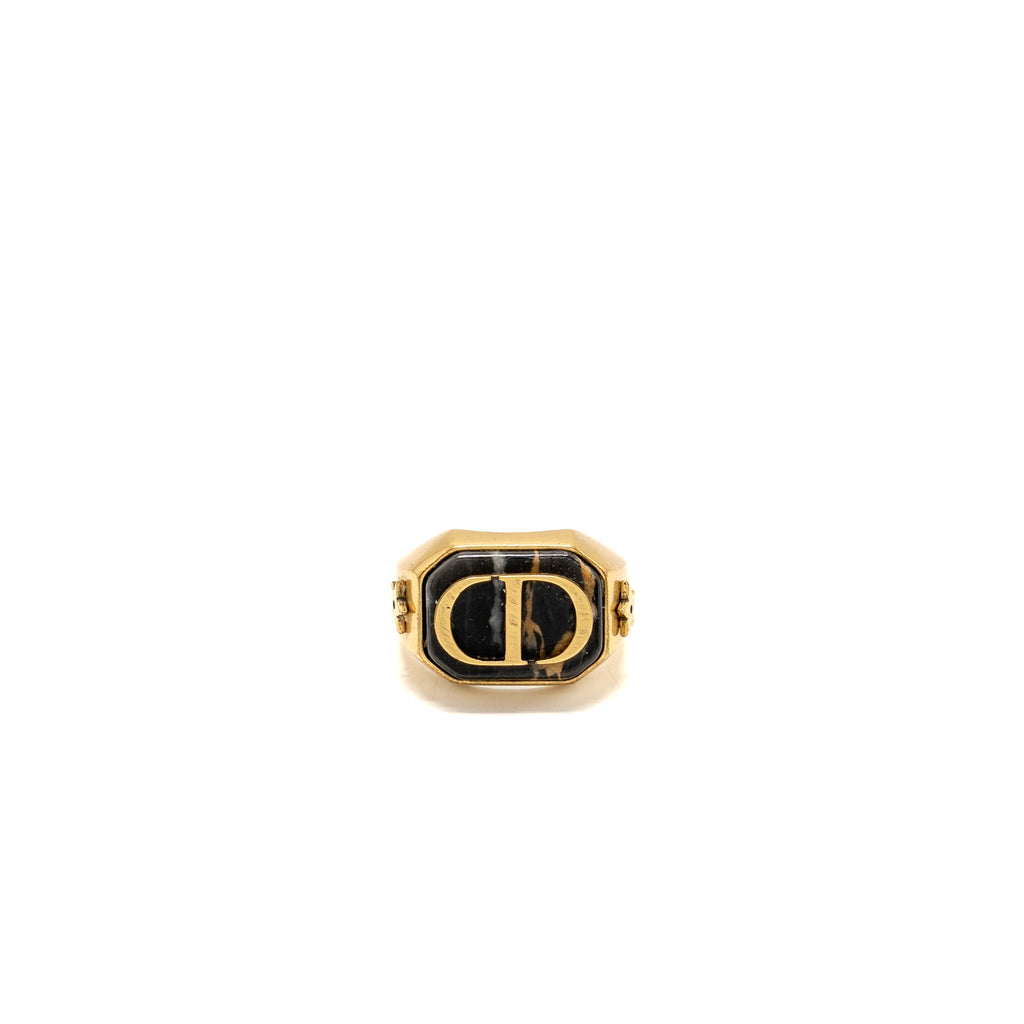DIOR CD AND STAR RING GOLD TONE