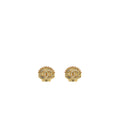 CHANEL CC LOGO SHELL EARRINGS MULTICOLOUR CRYSTAL GOLD TONE