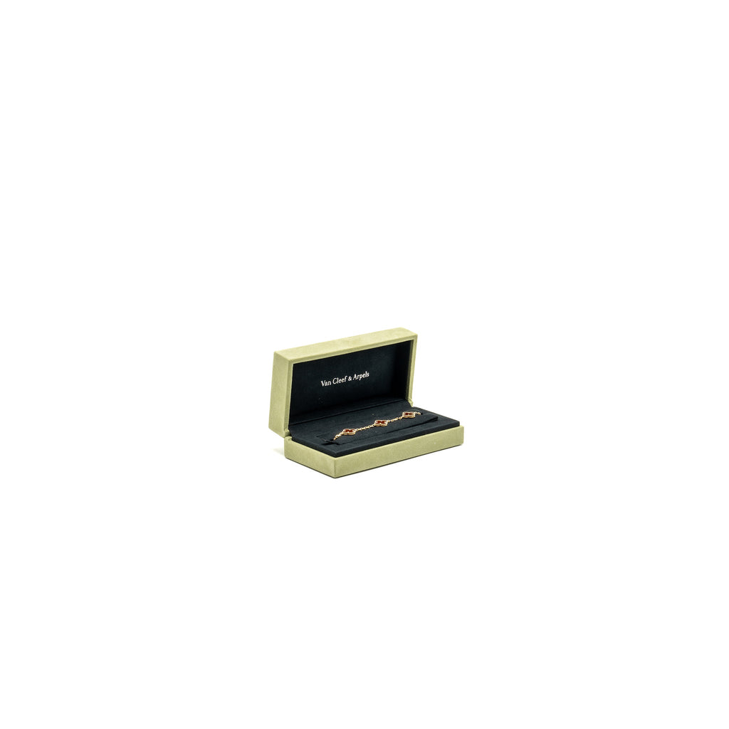 VAN CLEEF & ARPELS VINTAGE ALHAMBRA BRACELET 5 MOTIFS CARNELIAN YELLOW GOLD