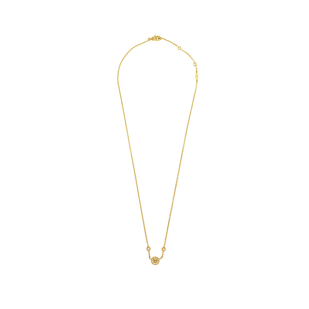 DIOR ROSE DES VENTS NECKLACE YELLOW GOLD WITH 3 DIAMONDS, MOTHER OF PEARL