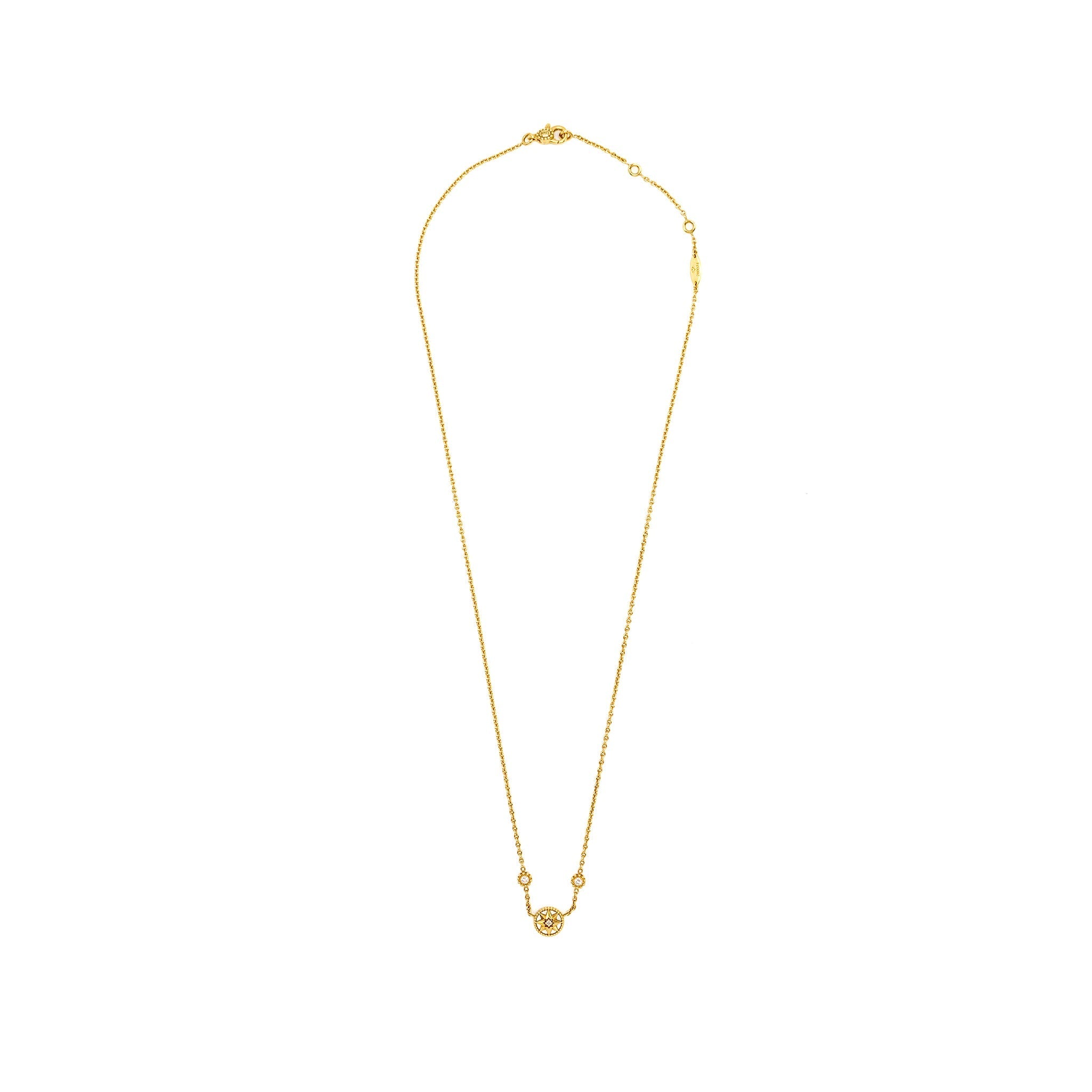DIOR ROSE DES VENTS NECKLACE YELLOW GOLD WITH 3 DIAMONDS, MOTHER OF PEARL