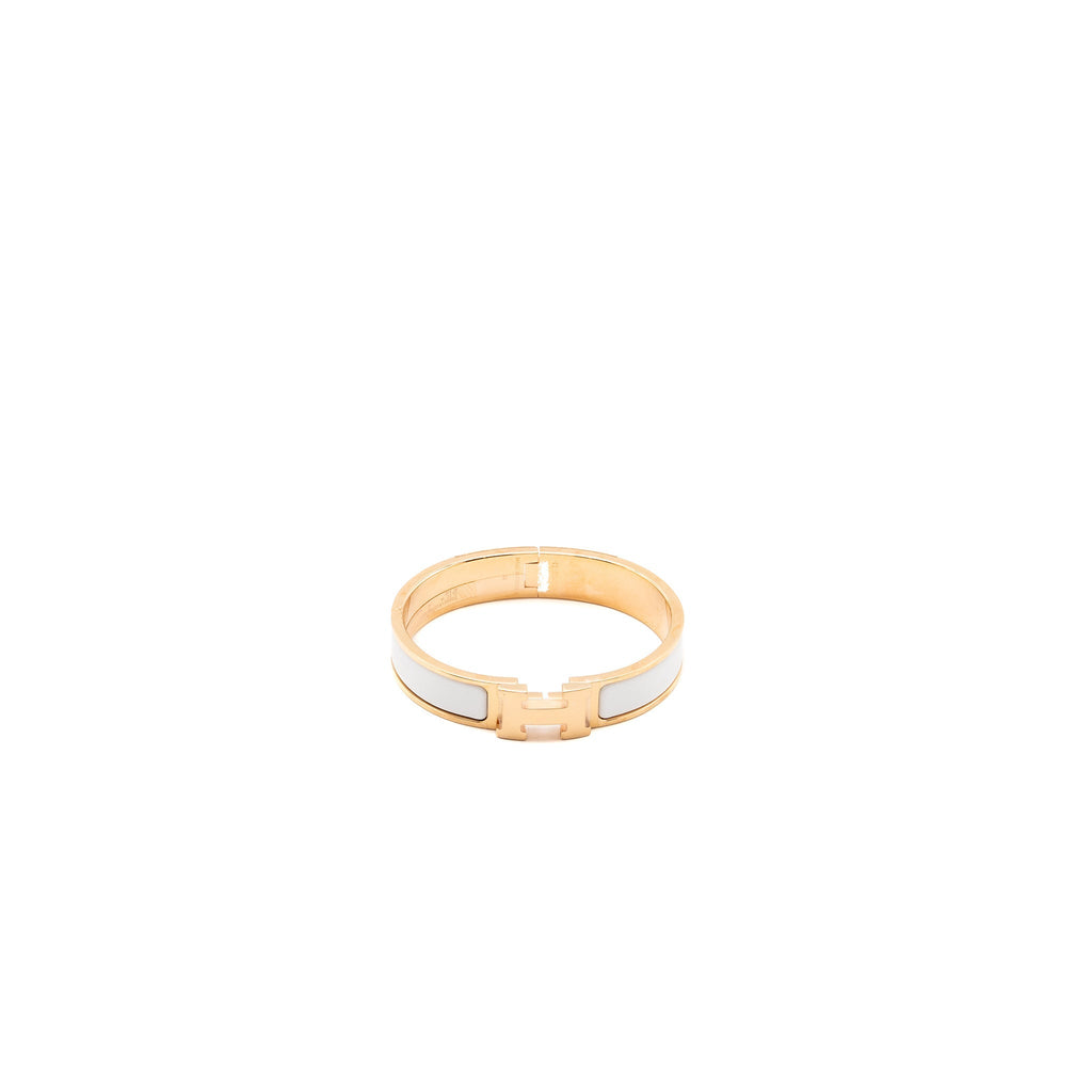 HERMES CLIC H BRACELET BLANC RGHW