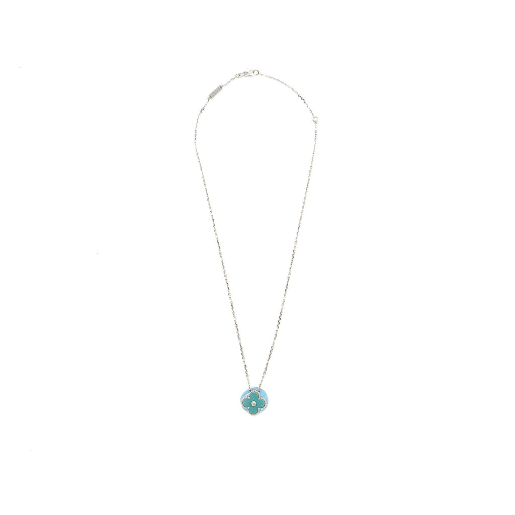 VAN CLEEF & ARPELS 2022 HOLIDAY CHRISTMAS VINTAGE ALHAMBRA PENDANT WHITE GOLD, DIAMOND