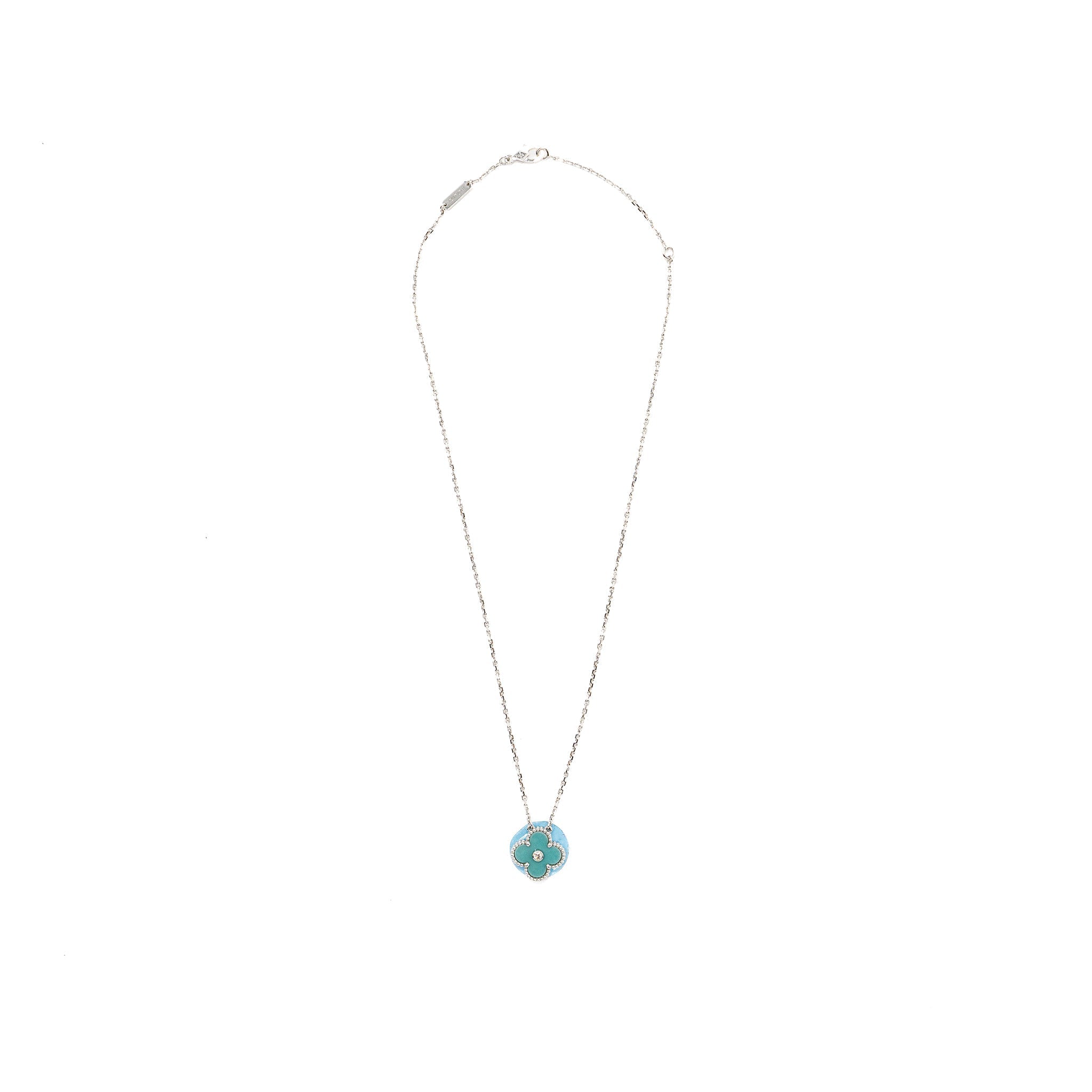 VAN CLEEF & ARPELS 2022 HOLIDAY CHRISTMAS VINTAGE ALHAMBRA PENDANT WHITE GOLD, DIAMOND