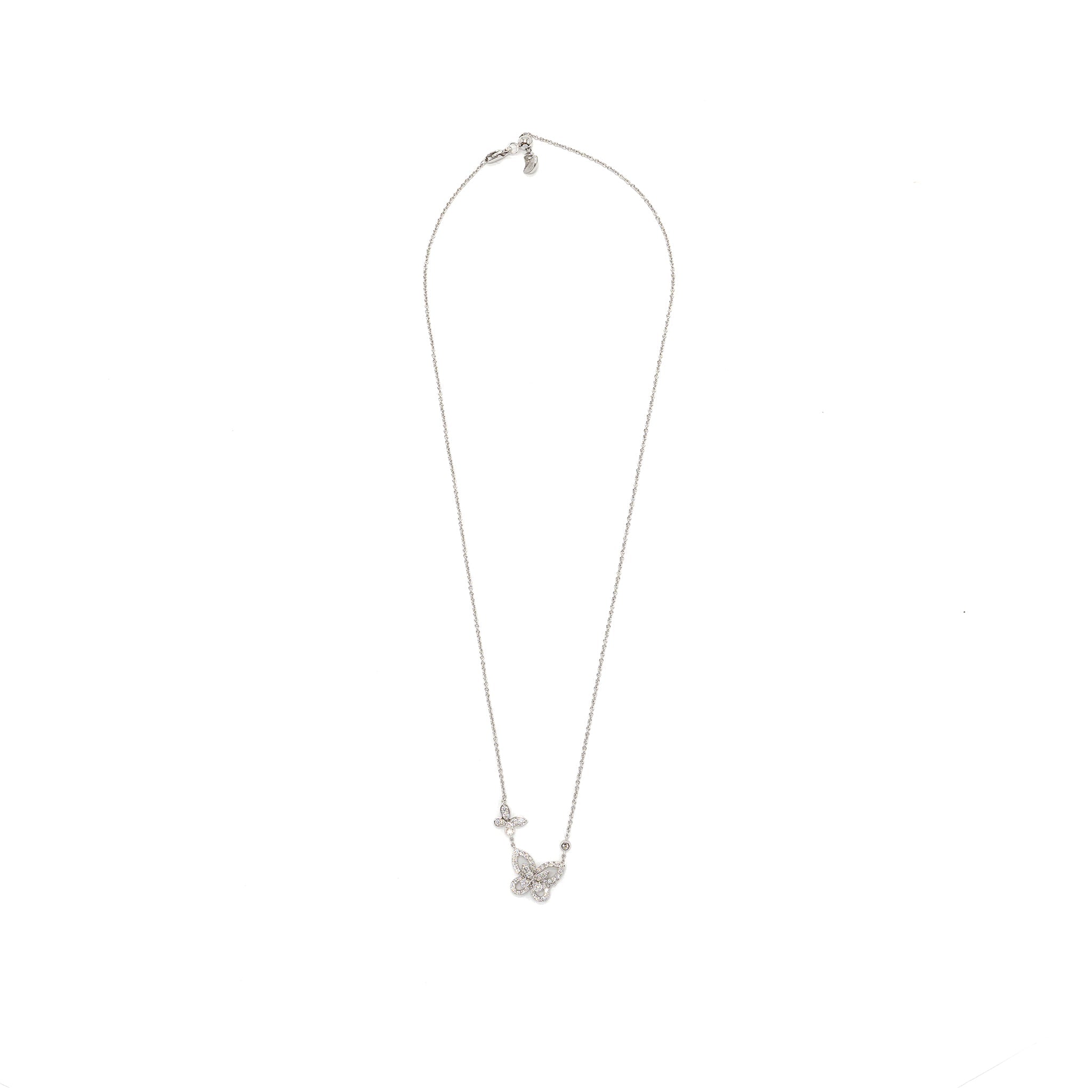 GRAFF DOUBLE BUTTERFLY SILHOUETTE PENDANT WHITE GOLD DIAMONDS