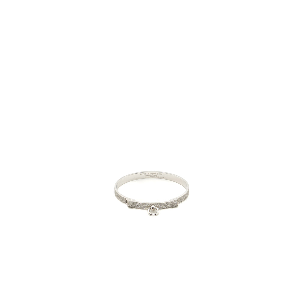 HERMES COLLIER DE CHIEN BRACELET WHITE GOLD /DIAMONDS