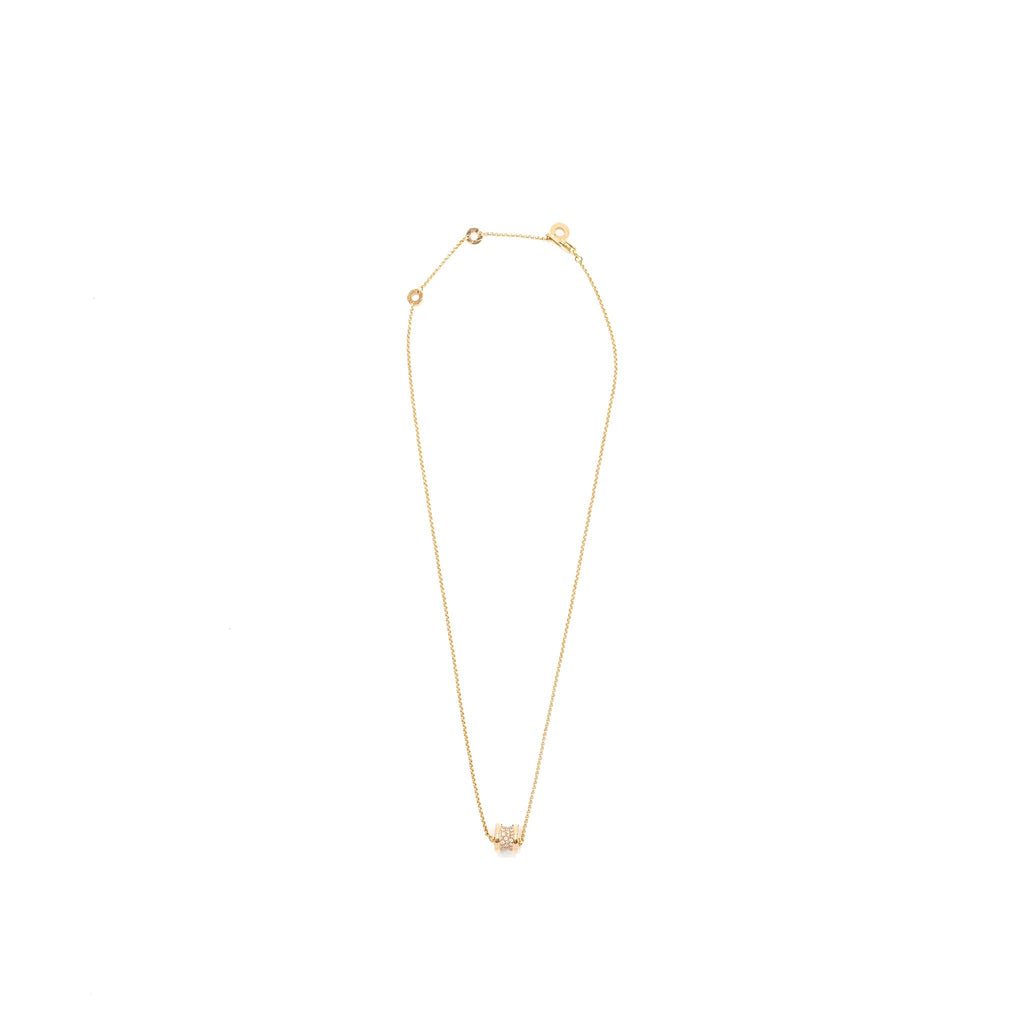 BVLGARI MINI B ZERO NECKLACE ROSE GOLD PAVED DIAMONDS