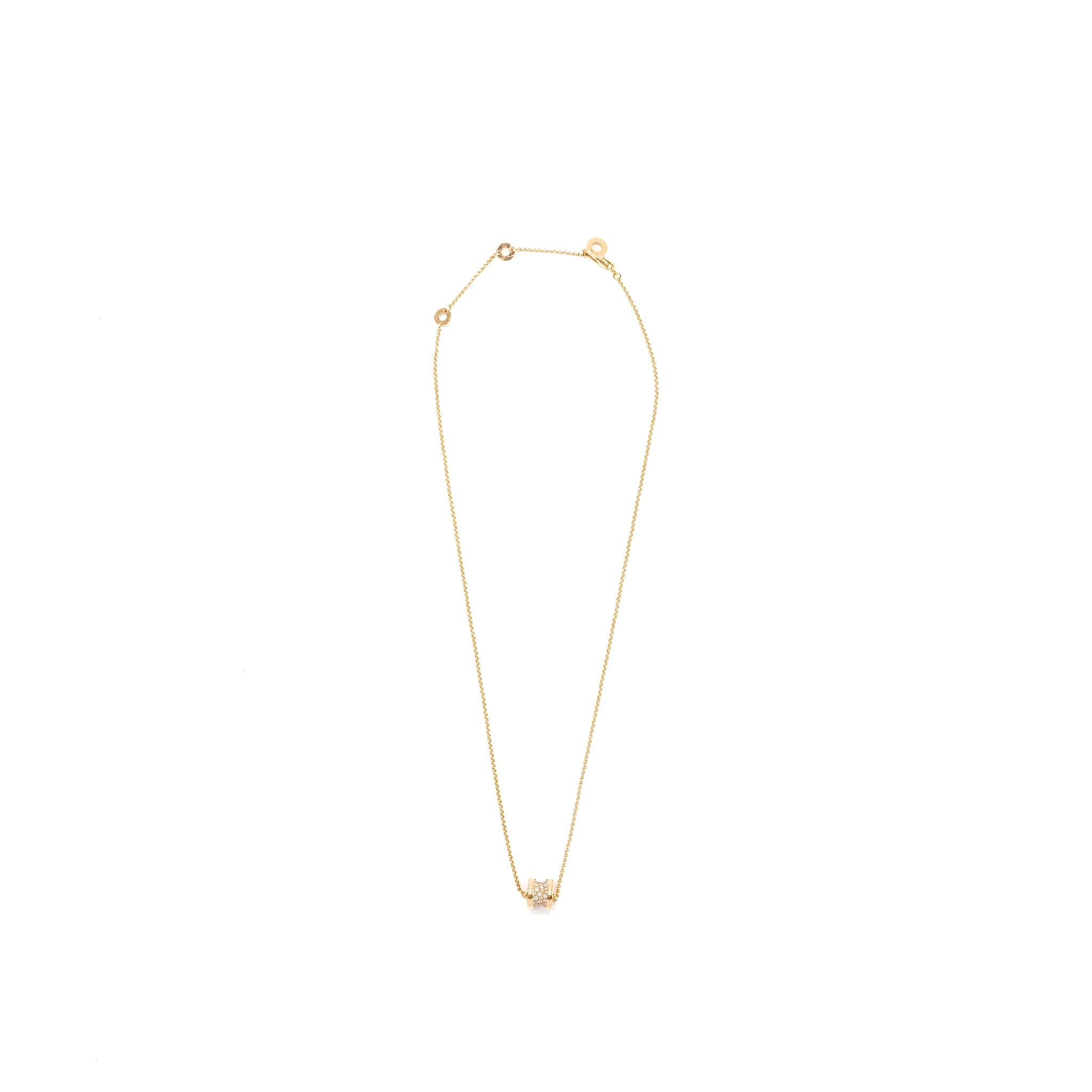 BVLGARI MINI B ZERO NECKLACE ROSE GOLD PAVED DIAMONDS