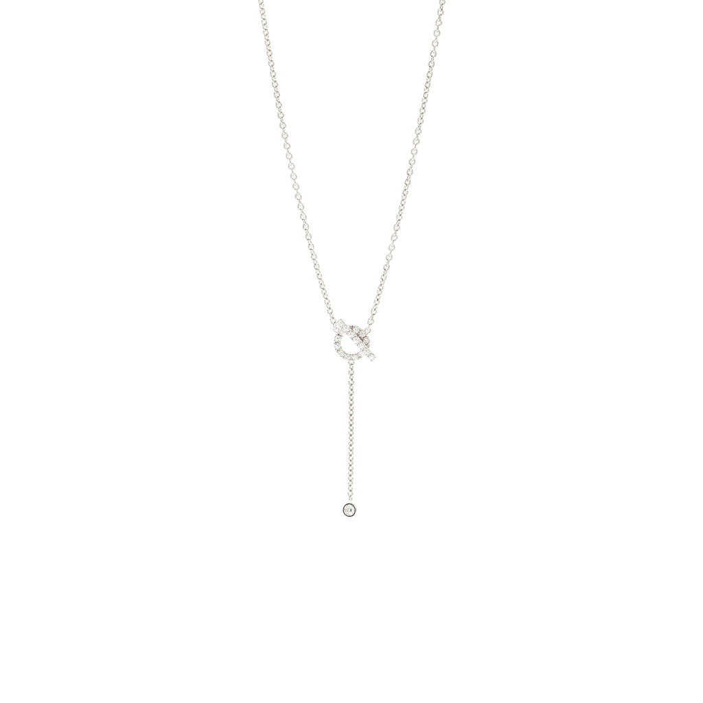 HERMES LARIAT FINESSE NECKLACE WHITE GOLD DIAMONDS