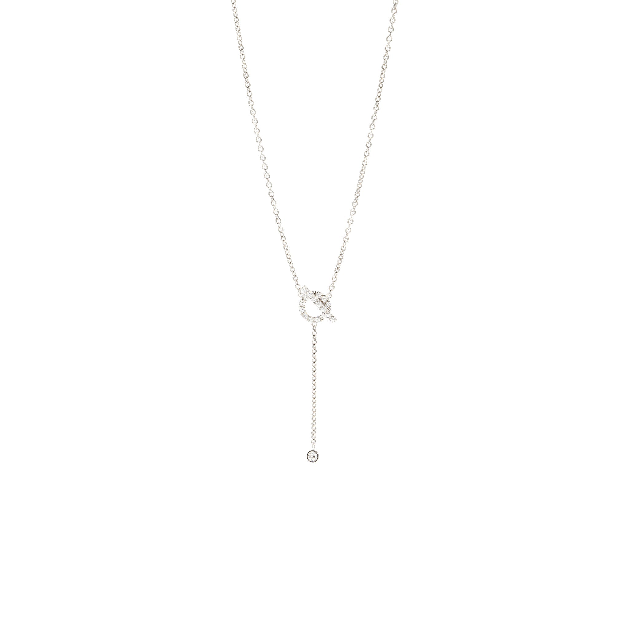HERMES LARIAT FINESSE NECKLACE WHITE GOLD DIAMONDS