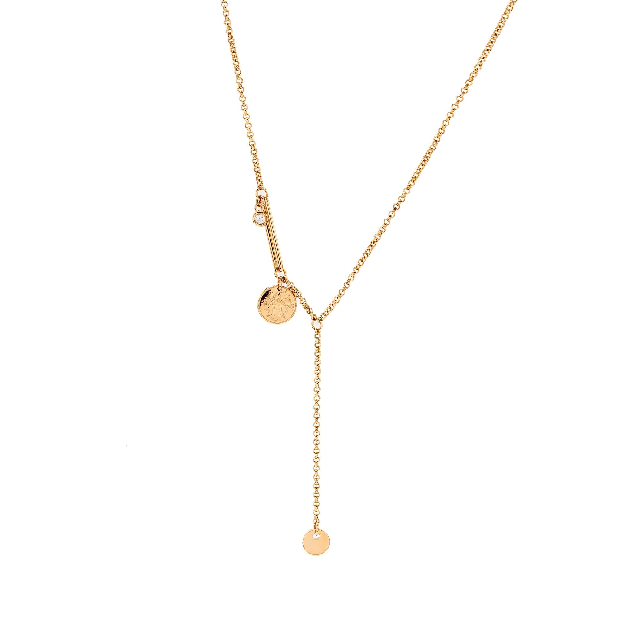 HERMES EX-LIBRIS PENDANT ROSE GOLD/DIAMOND