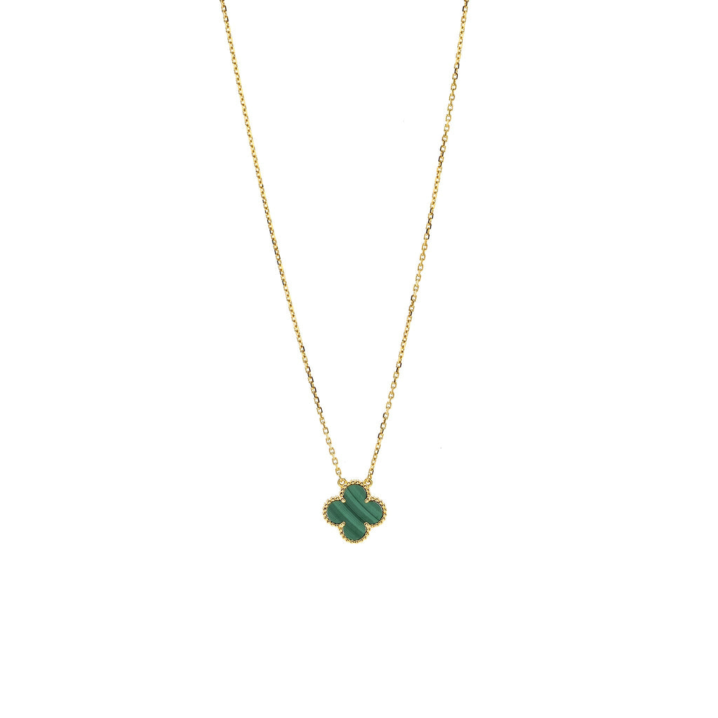 VAN CLEEF AND ARPELS VINTAGE ALHAMBRA PENDANT 18K YELLOW GOLD, MALACHITE