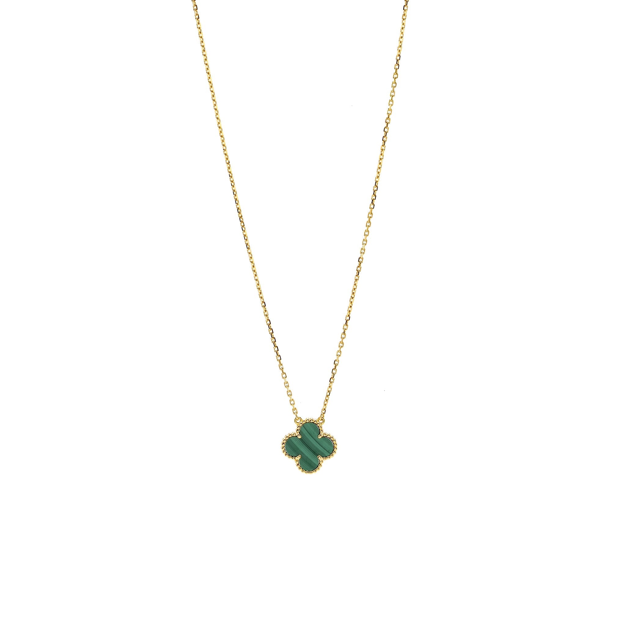 VAN CLEEF AND ARPELS VINTAGE ALHAMBRA PENDANT 18K YELLOW GOLD, MALACHITE
