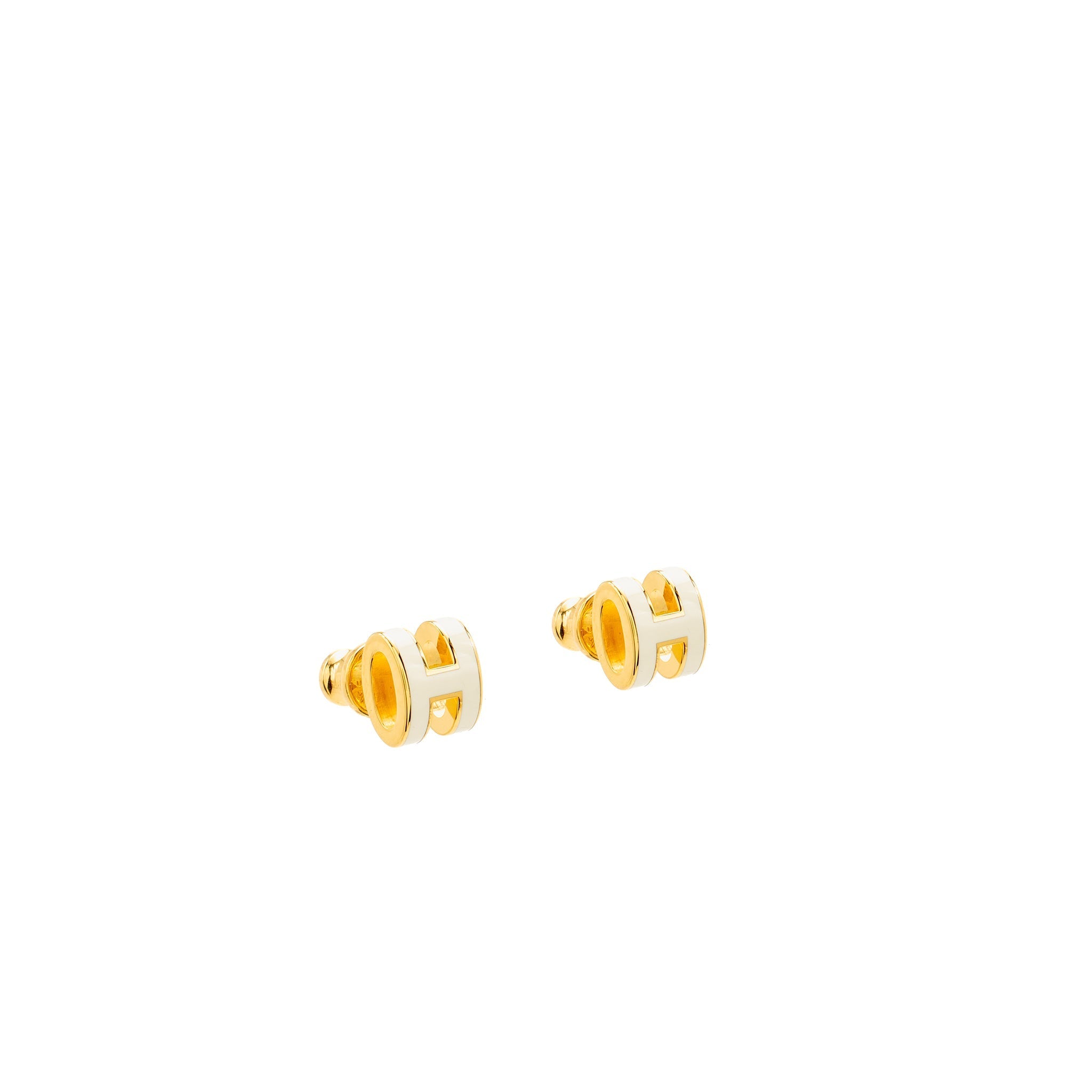 HERMES MINI POP H EARRINGS BLANC GHW